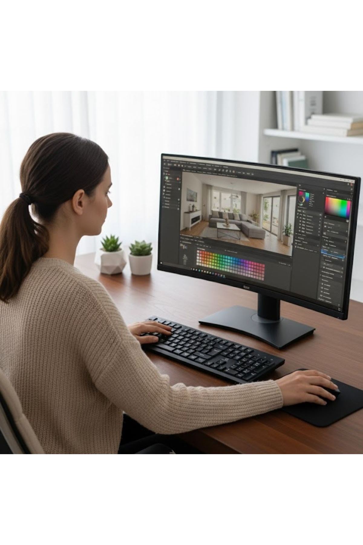 Tbl Dekor® Kablosuz Q Klavye Mouse Seti Rahat Yazım, Sessiz Tuşlar, Ofis ve Ev Kullanımına Uygun Set YK7100