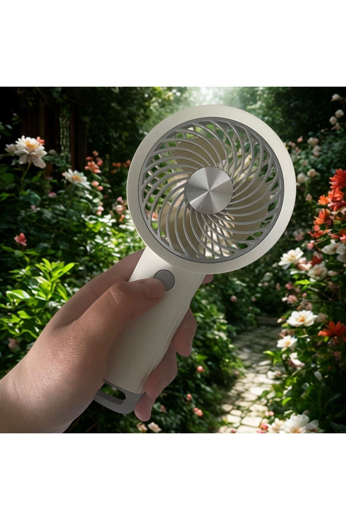 Tbl Dekor®  USB ile Şarj Olabilen 3 Ayarlı Fan Modlu Çanta Tipi El Fanı