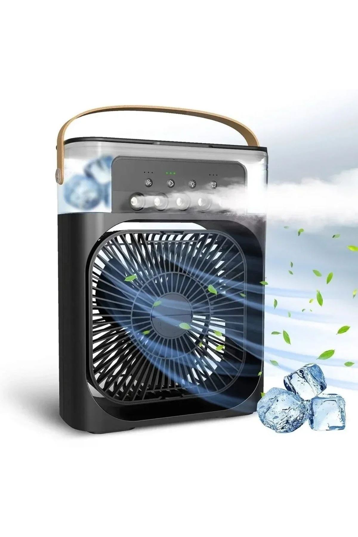 Tbl Dekor® Taşınabilir 3 Farklı Mod Ayarlı 7 Farklı Led Işıklı Sulu Soğutmalı Taşınabilir Masaüstü USB Fan Vantilatör