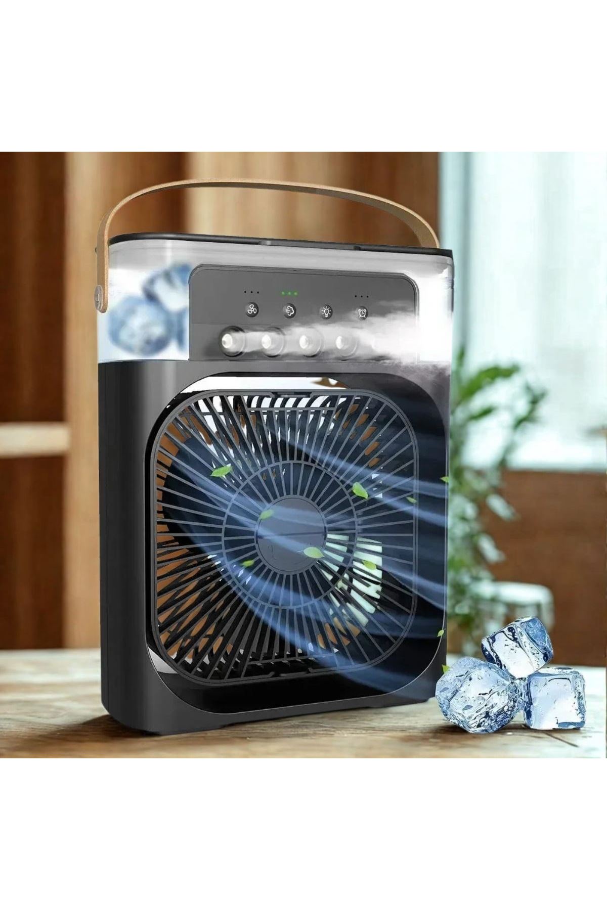 Tbl Dekor® Taşınabilir 3 Farklı Mod Ayarlı 7 Farklı Led Işıklı Sulu Soğutmalı Taşınabilir Masaüstü USB Fan Vantilatör