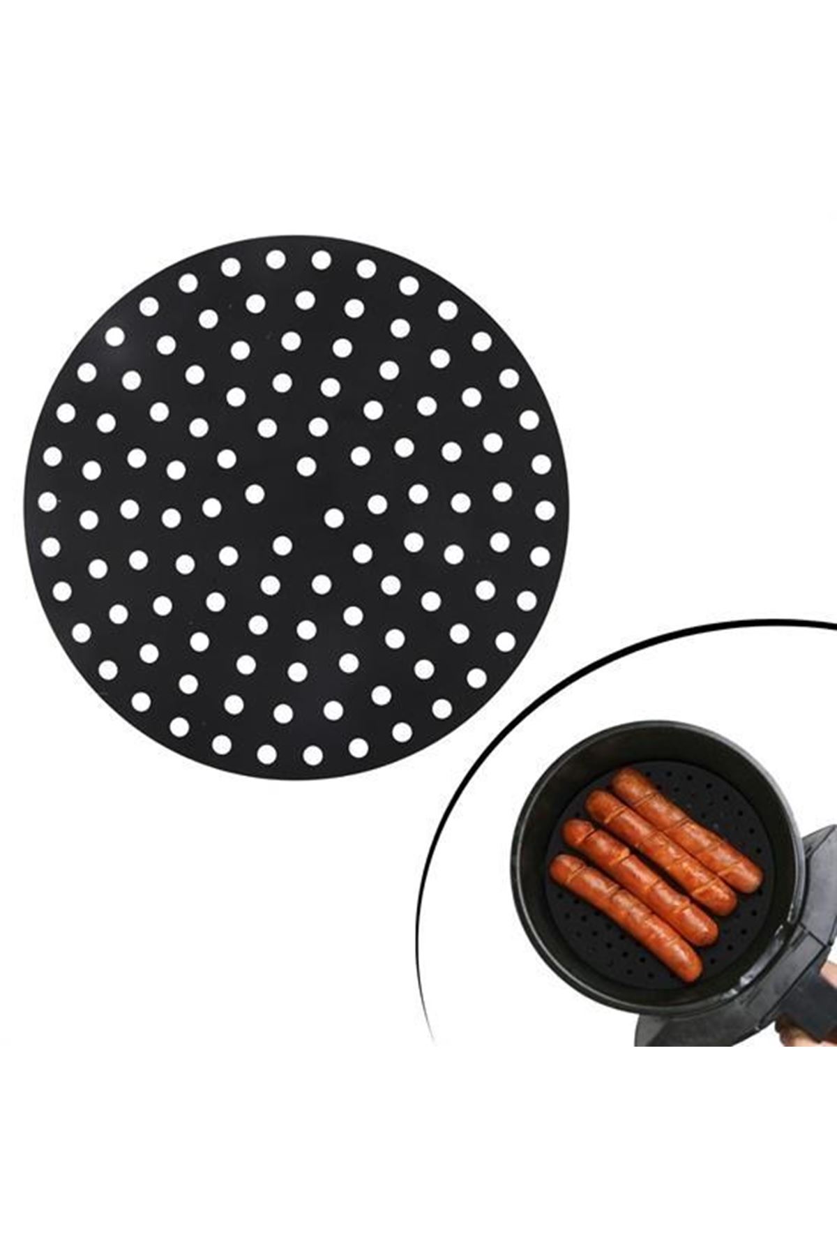 Tbl Dekor® Renkli Isıya Dayanıklı Yıkanılabilir Silikon Fırın Ve Airfryer Yuvarlak Pişirme Matı 20 Cm