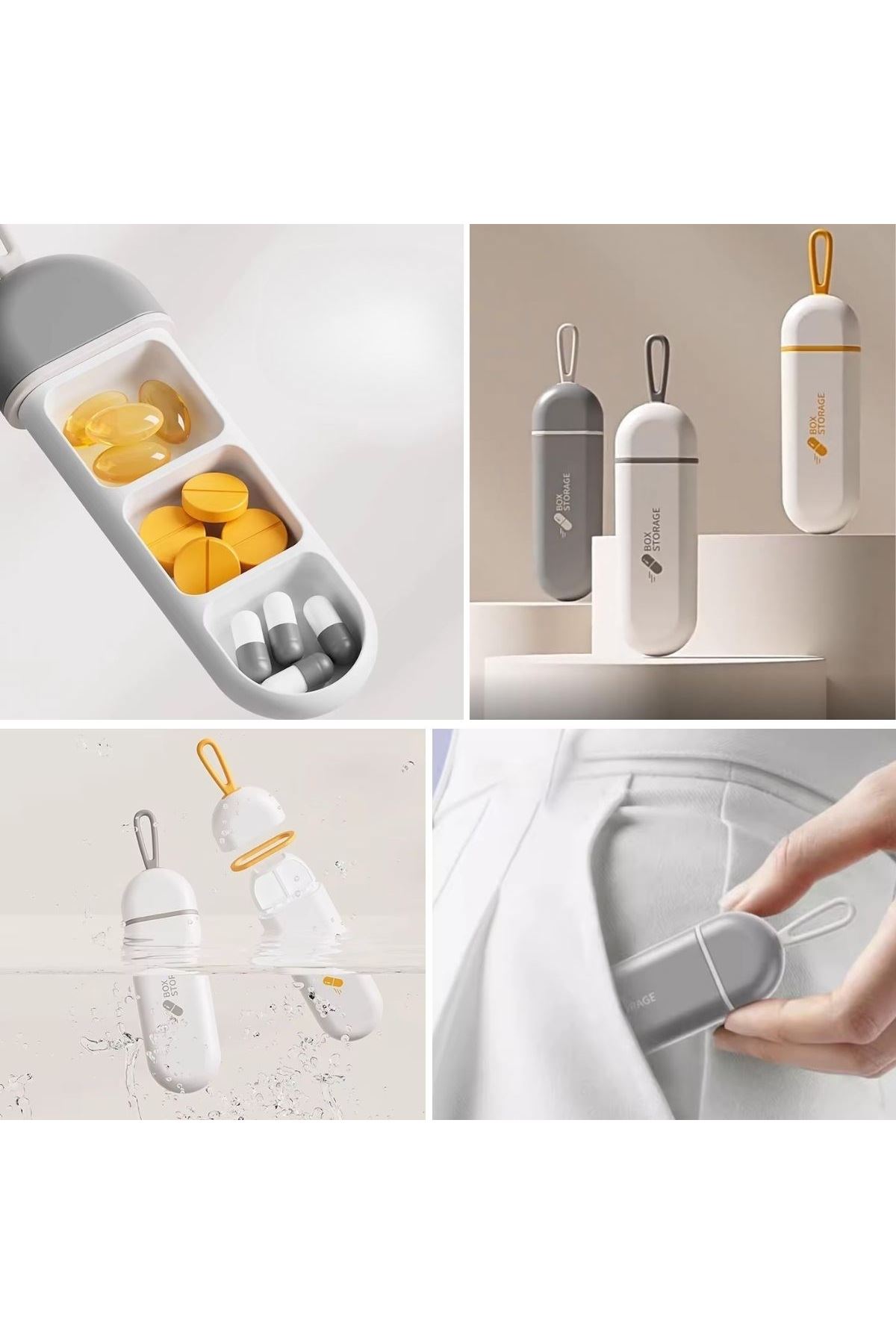 Tbl Dekor® 3 Bölmeli Taşınabilir Seyahat Tipi Hap Saklama Kutusu İlaç Saklama Kutusu