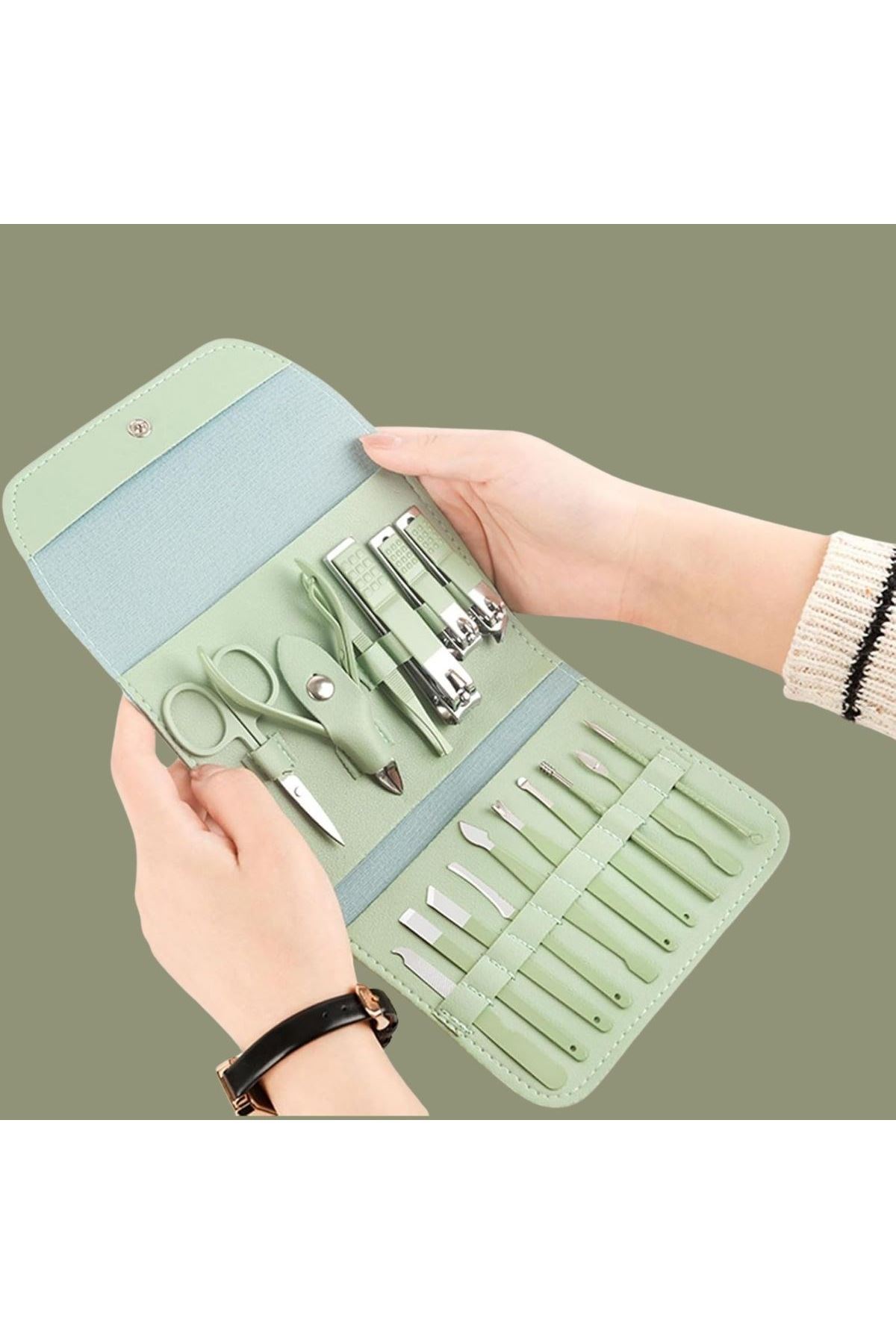 Tbl Dekor® Kendiliğininden Çantalı Seyahat Tipi 16 Parça Manikür Pedikür Seti