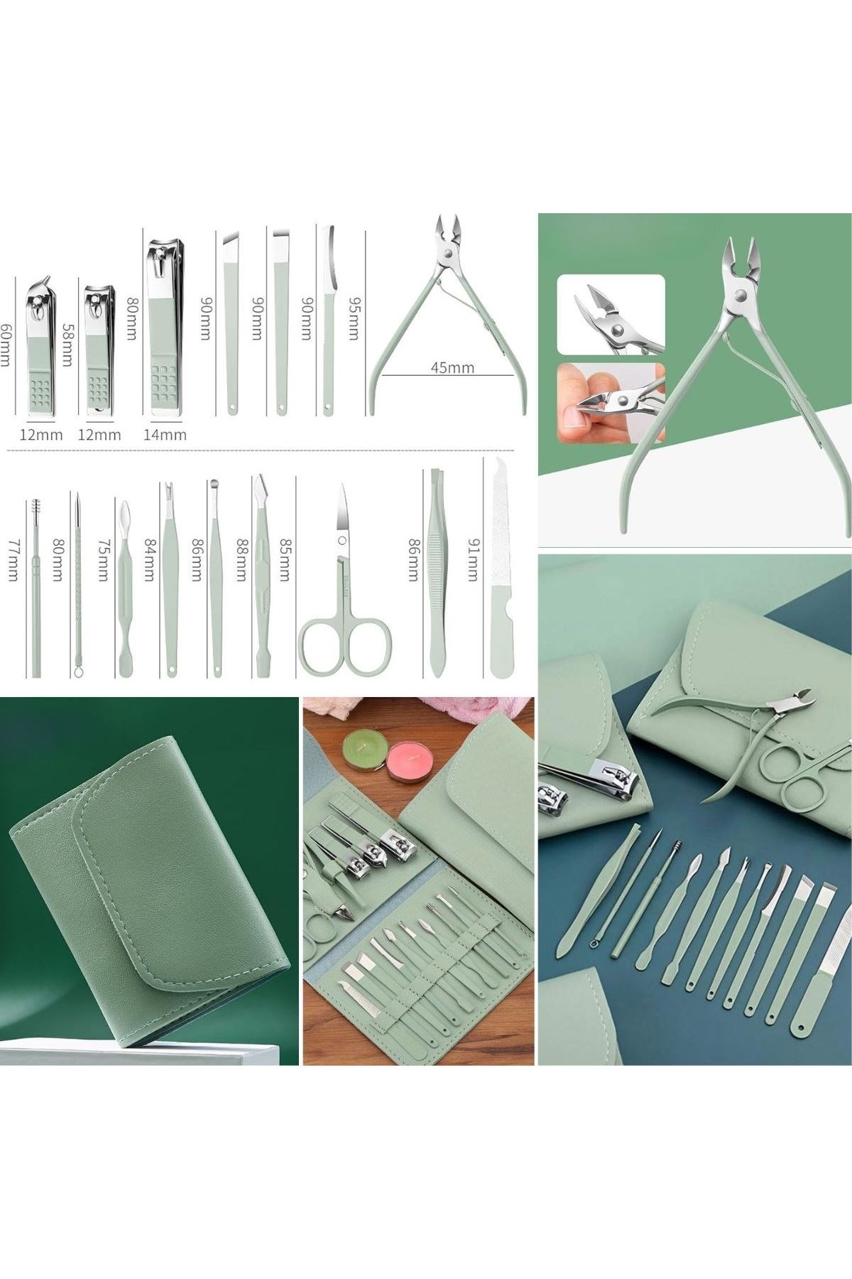 Tbl Dekor® Kendiliğininden Çantalı Seyahat Tipi 16 Parça Manikür Pedikür Seti