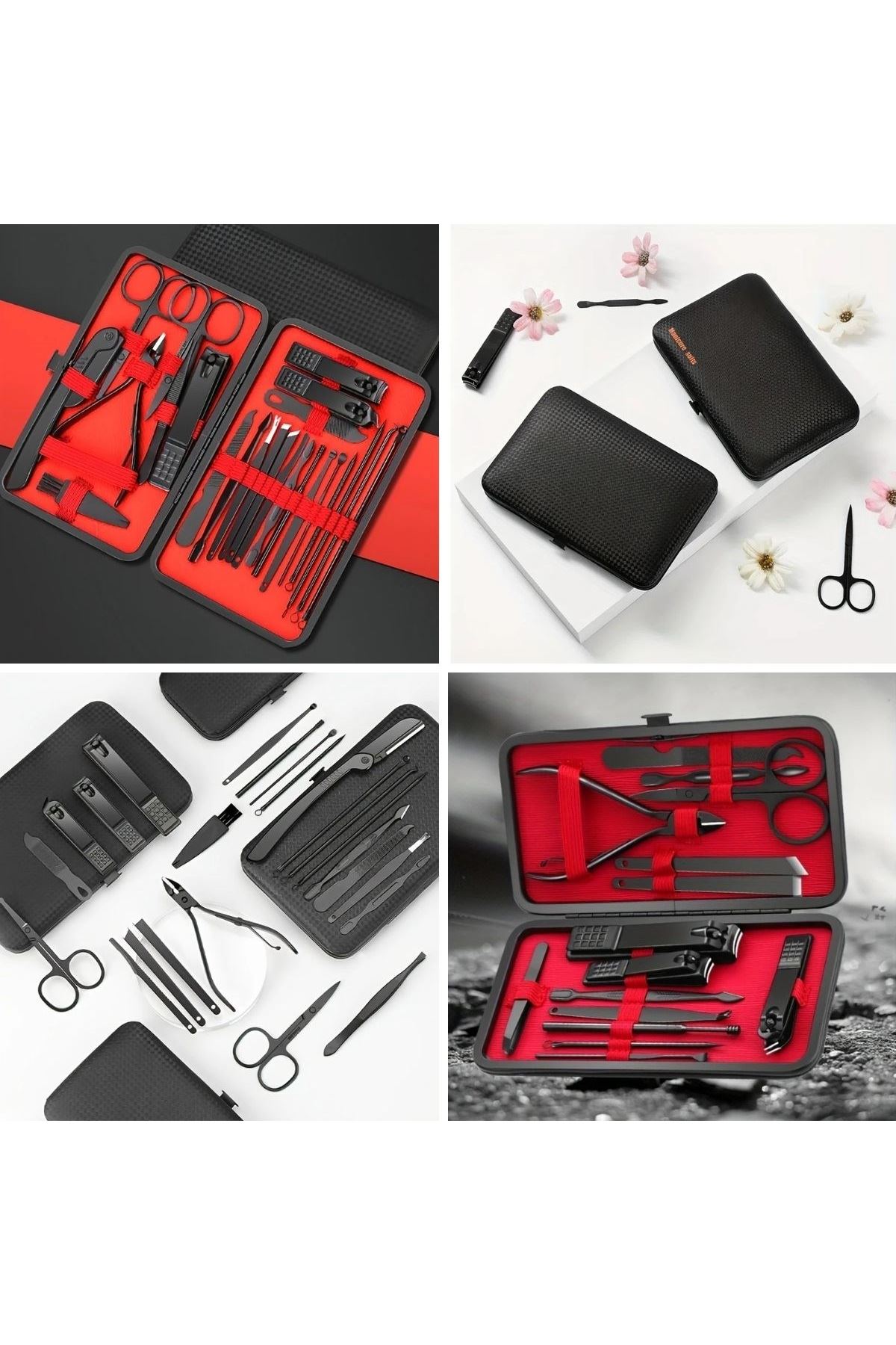 Tbl Dekor® 24 Parça Kendiliğinden Deri Çantalı Seyahat Tipi Manikür Pedikür Seti