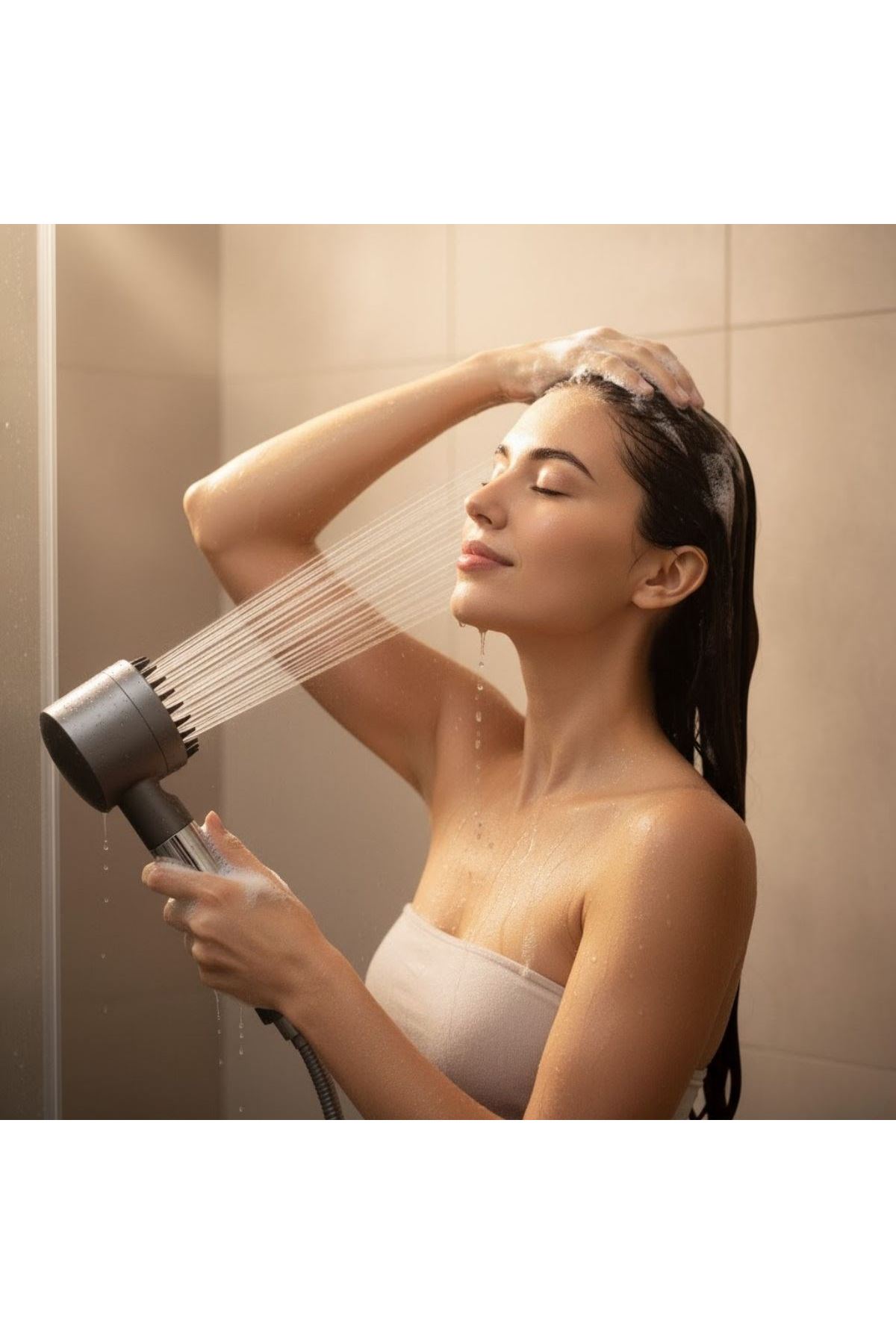 Tbl Dekor® 3 Kademeli Turbo Basınçlı Masaj Başlıklı Silikon Fırçalı Duş Başlığı – Yüksek Basınçlı Su Tasarruflu Duş Başlığı