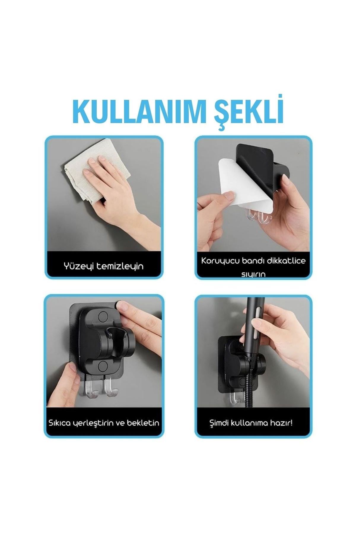 Tbl Dekor® Kendiliğinden Güçlü Yapışkanlı Askılı Duş Başlık Tutucu