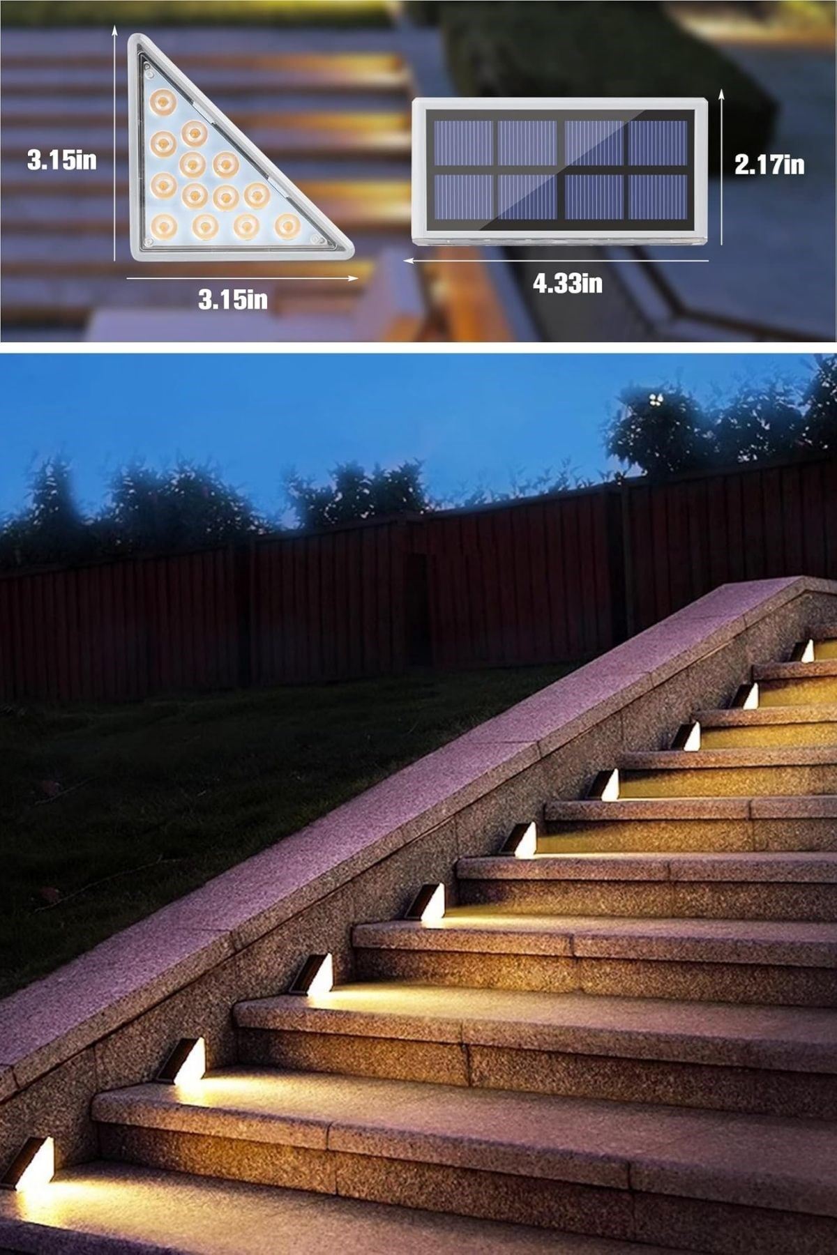 Tbl Dekor® 8 Adet Üçgen  Güneş Enerjisi ile Şarj Olan Dış Mekan Solar Basamak Köşe Lambası