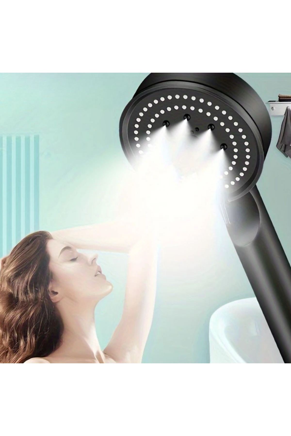 Tbl Dekor® 5 Fonksiyonlu Yüksek Basınçlı Ayarlanabilir Siyah Duş Başlığı
