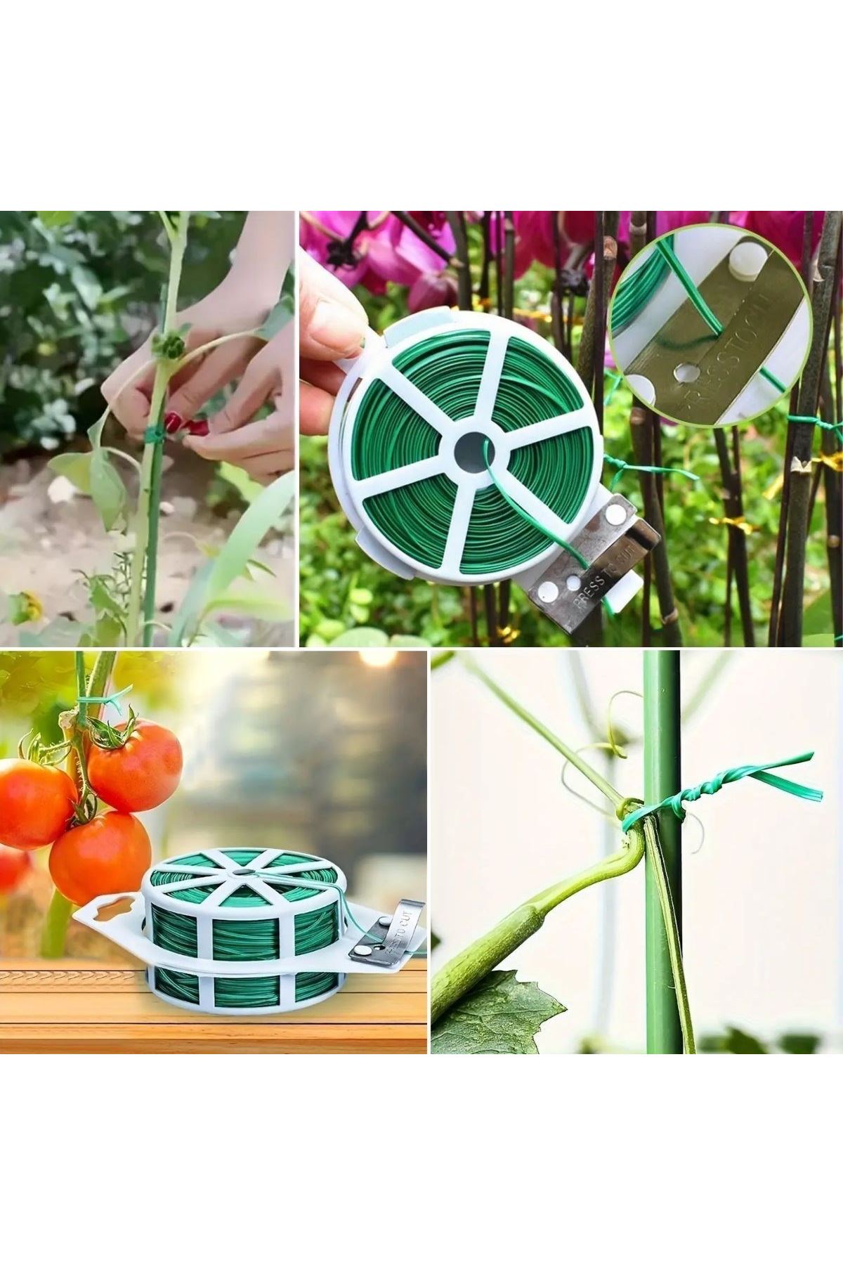 Tbl Dekor® 50 Metre Kendiliğinden Kesici Bıçaklı Bitki Saksı Kablo Sabitleme Teli