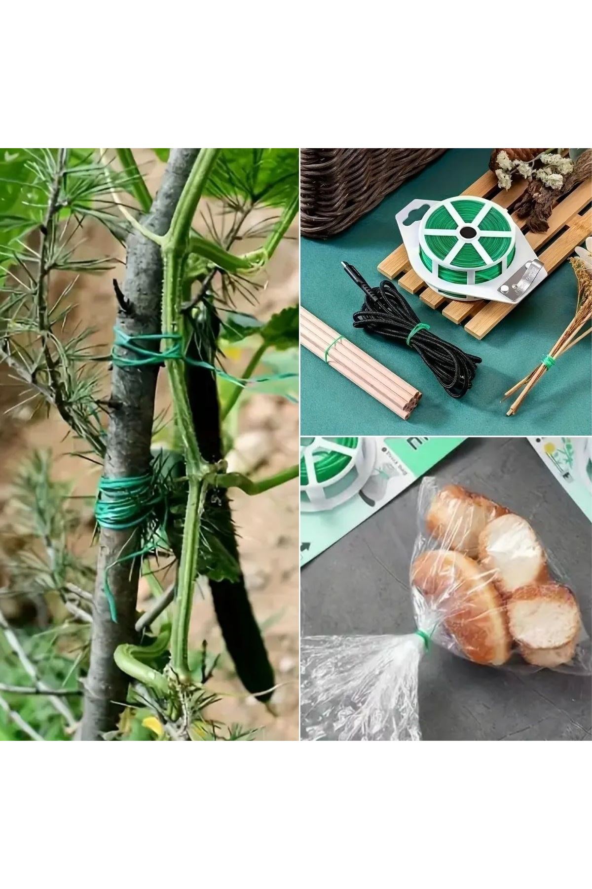 Tbl Dekor® 50 Metre Kendiliğinden Kesici Bıçaklı Bitki Saksı Kablo Sabitleme Teli