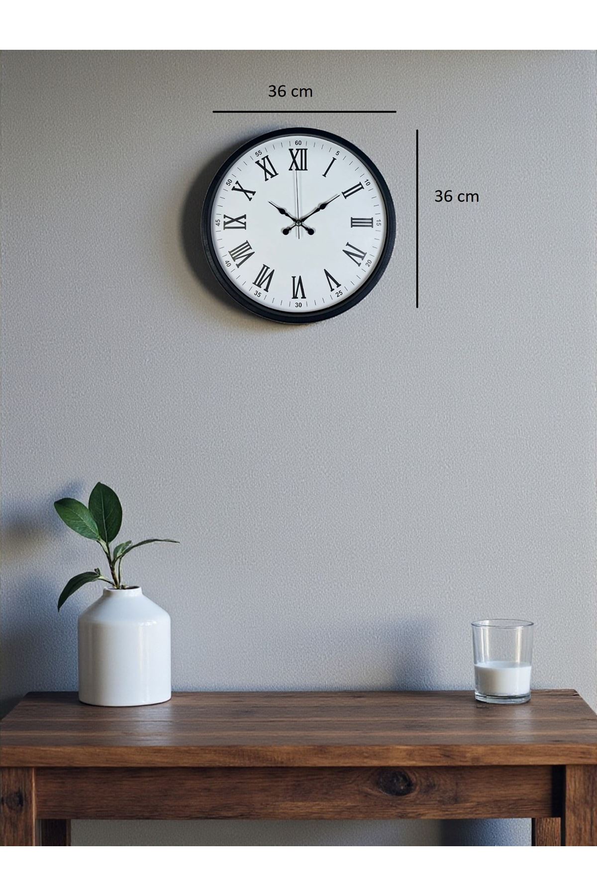 Zentime 36 Cm Siyah Dekoratif Duvar Saati