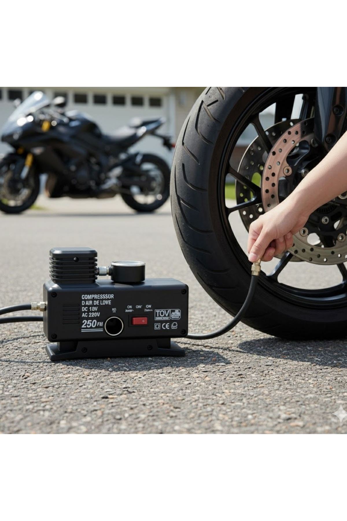 Tbl Dekor® 250 PSI Güçlü Taşınabilir Hava Kompresörü–Araba, Motosiklet, Bisiklet ve Top Şişirme İçin Elektrikli Fişli Çakmaklıklı Lastik Şişirme Pompa