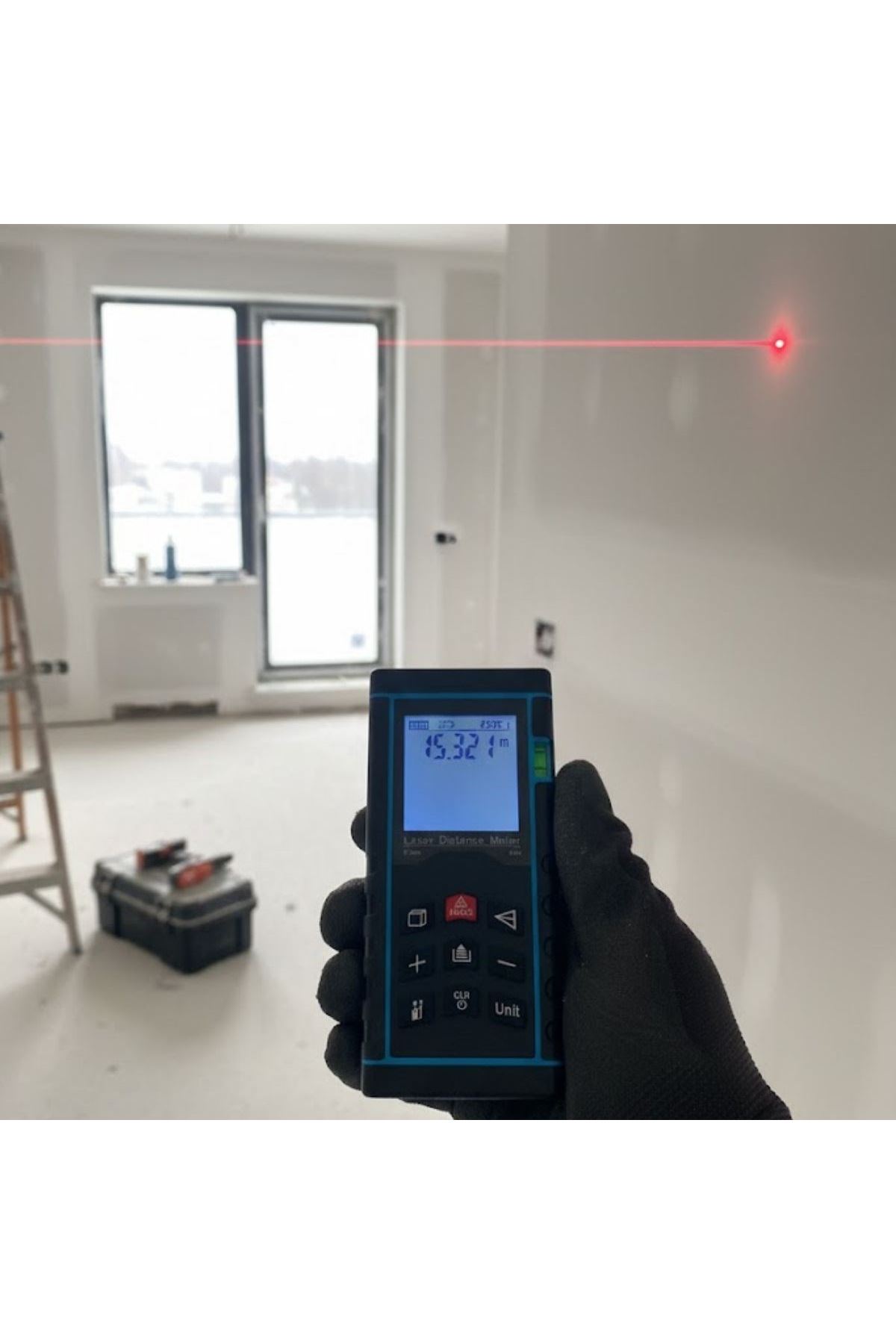 Tbl Dekor® Profesyonel 40 Metre Dijital Lazer Metre Ölçüm Cihazı-LCD Ekranlı,Su Terazili,Pisagor Ölçüm Fonksiyonlu,20 Kayıt Hafızalı,Hassas Lazer Ölçe