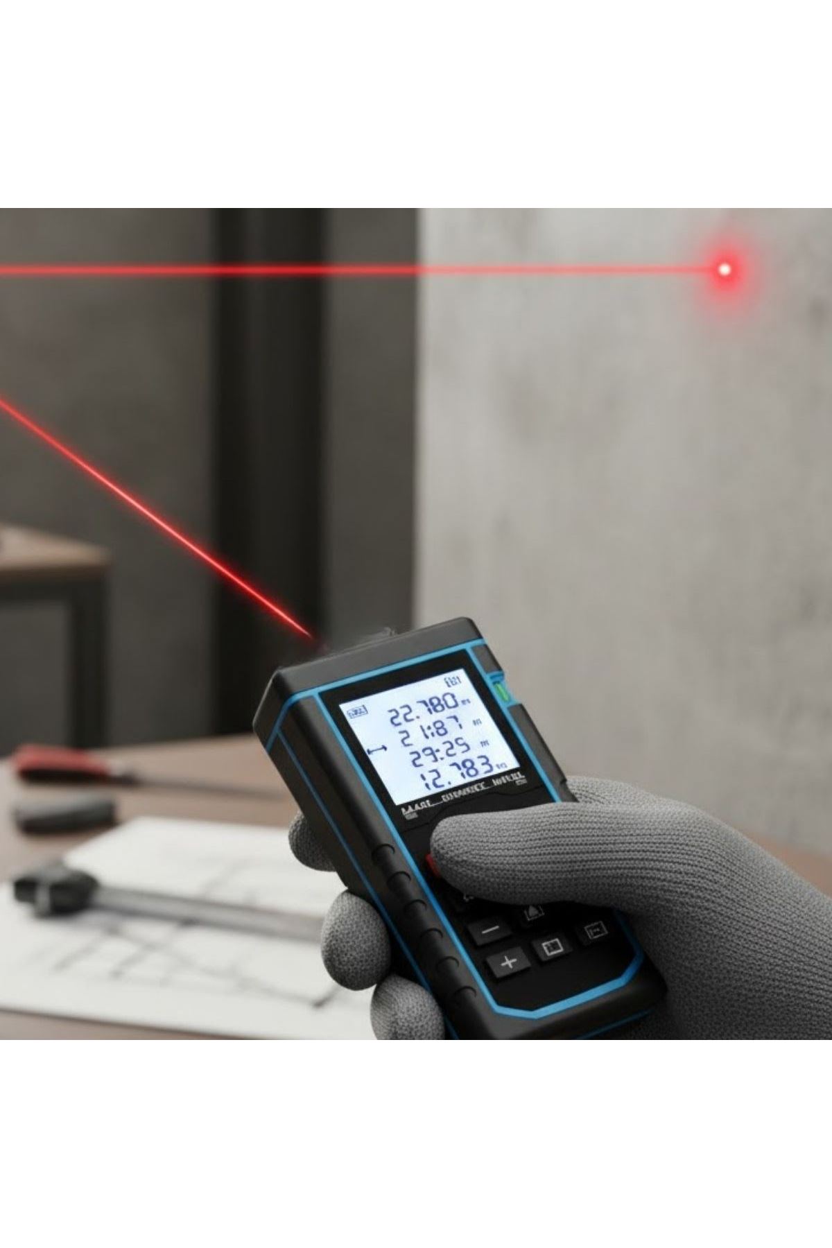 Tbl Dekor® Profesyonel 40 Metre Dijital Lazer Metre Ölçüm Cihazı-LCD Ekranlı,Su Terazili,Pisagor Ölçüm Fonksiyonlu,20 Kayıt Hafızalı,Hassas Lazer Ölçe