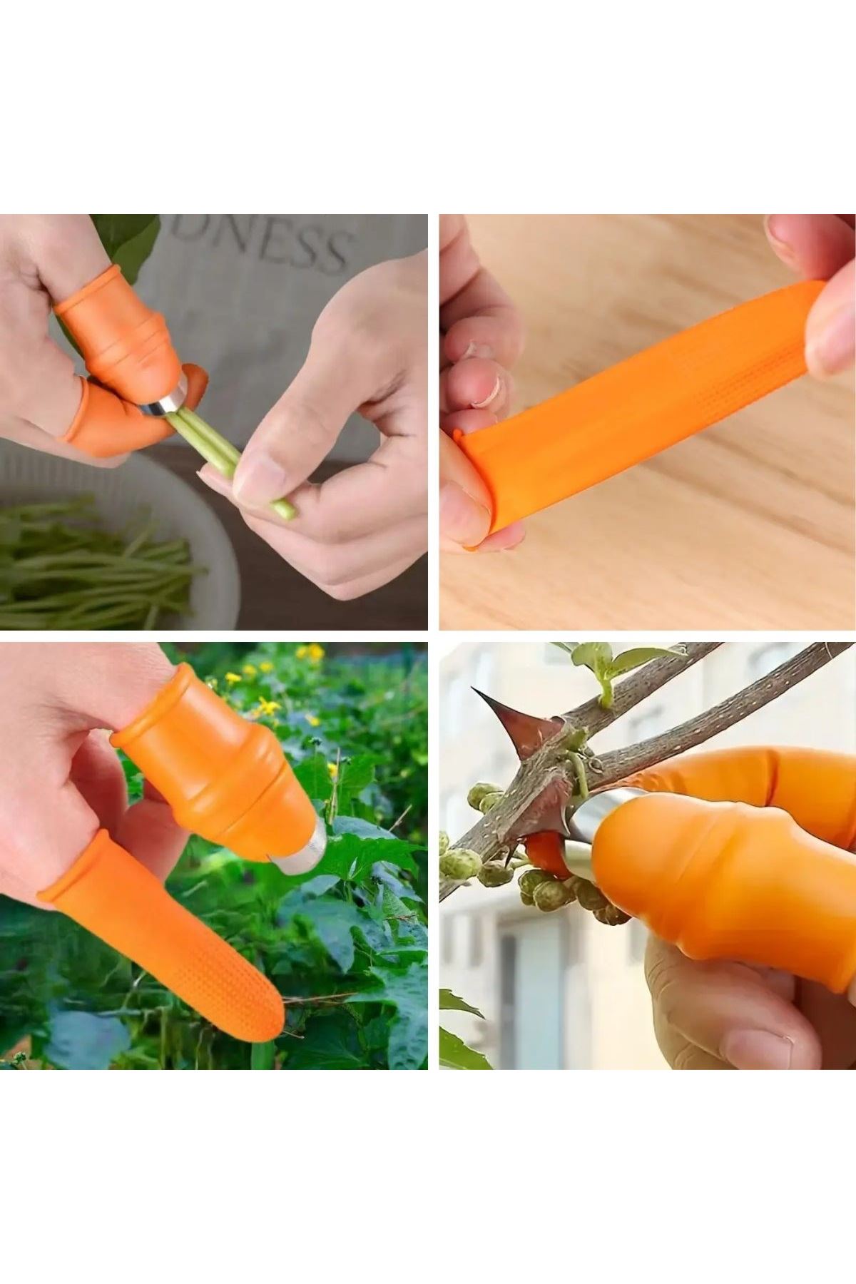 Tbl Dekor® 5 Parça Pratik Parmak Koruyucu 1 Parça Baş Parmak Bıçaklı Eldiven Sebze Meyve Soyucu Kesme Ayıklayıcı Silikon Set