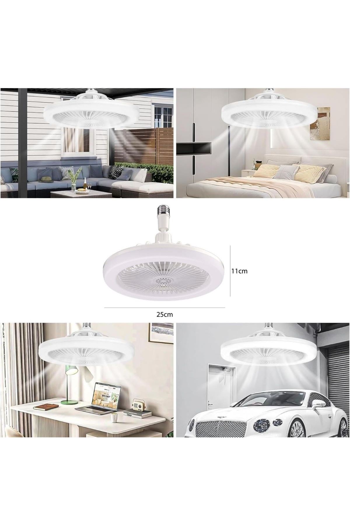 Tbl Dekor®E27 Duylu 3 Farklı Işık Modlu ve 3 Seviye Fan Güçlü Uzaktan Kumandalı, Sessiz Kullanımlı, Kolay Kurulumlu,Led Işıklı Tavan Pervane Vantilatö