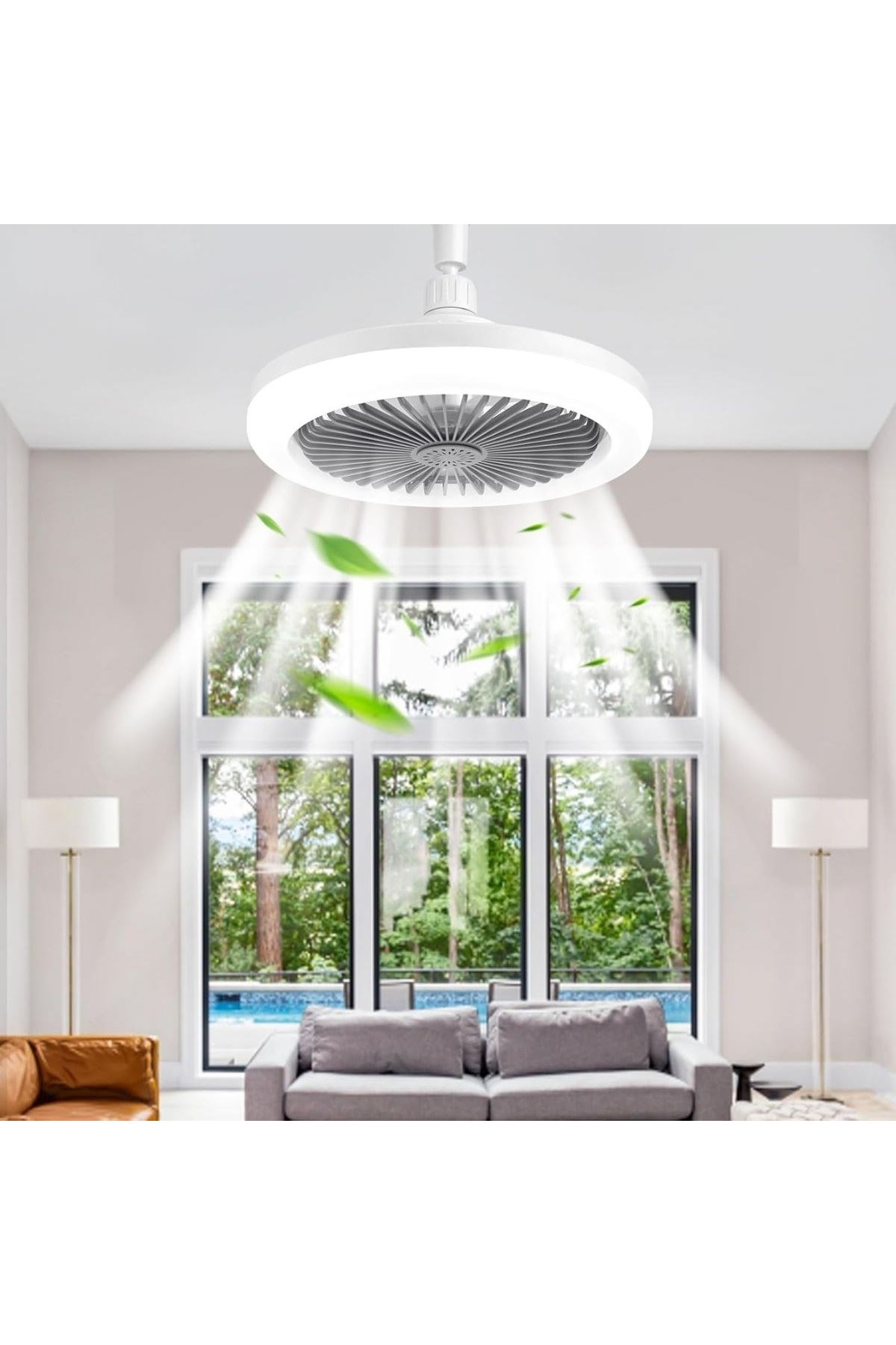 Tbl Dekor®E27 Duylu 3 Farklı Işık Modlu ve 3 Seviye Fan Güçlü Uzaktan Kumandalı, Sessiz Kullanımlı, Kolay Kurulumlu,Led Işıklı Tavan Pervane Vantilatö