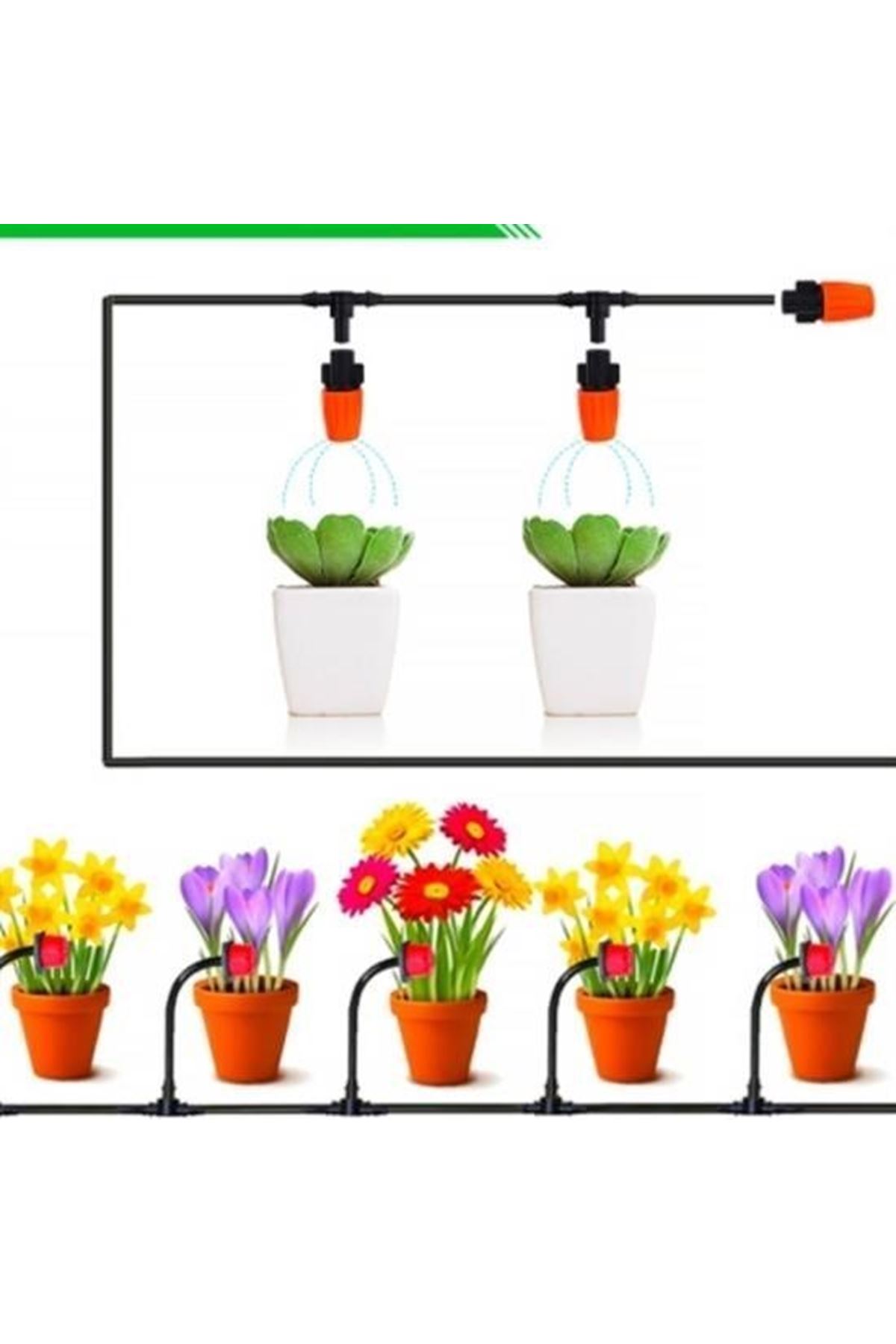 Tbl Dekor® 10 Metre Bahçe Damlama Sulama Sistemi Seti Hortum ve Ek Parçaları