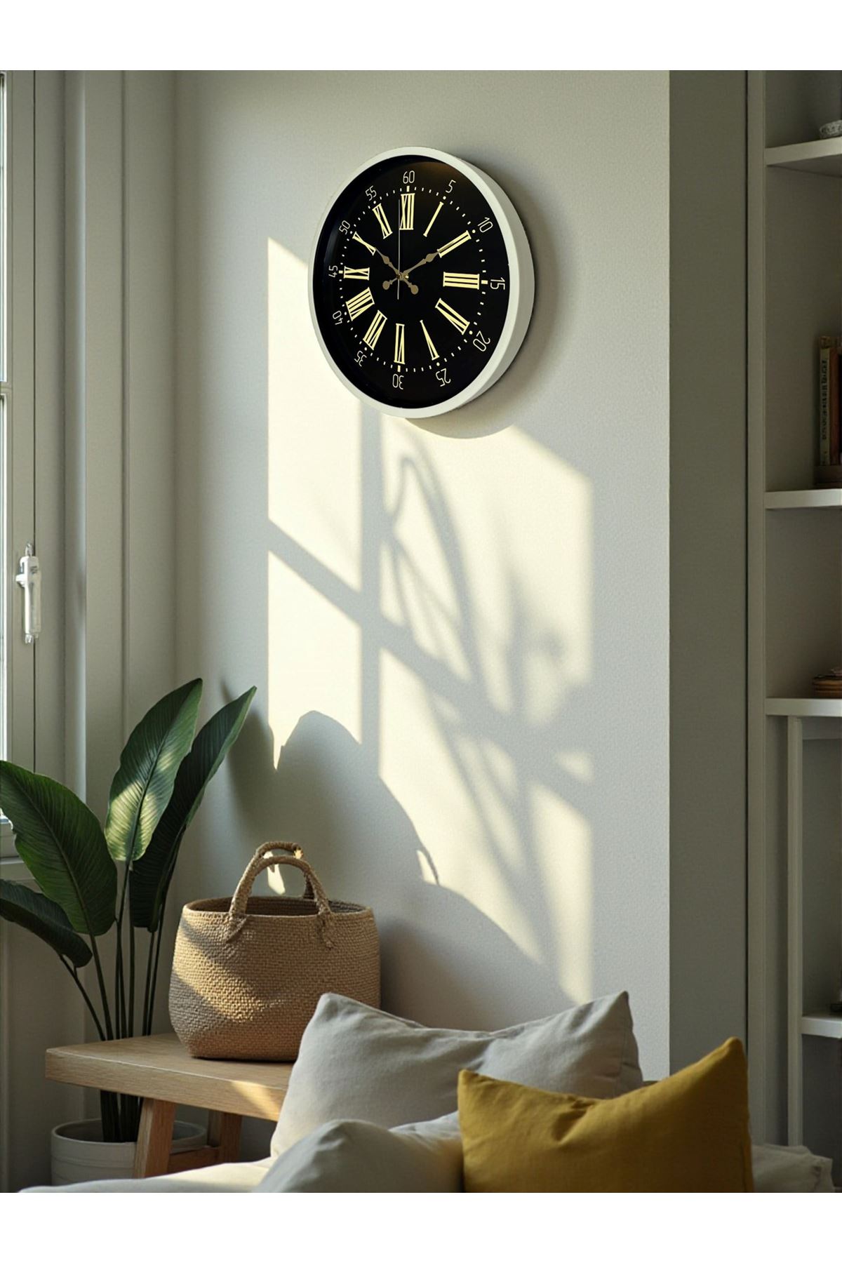 36 Cm Krem Dekoratif Duvar Saati