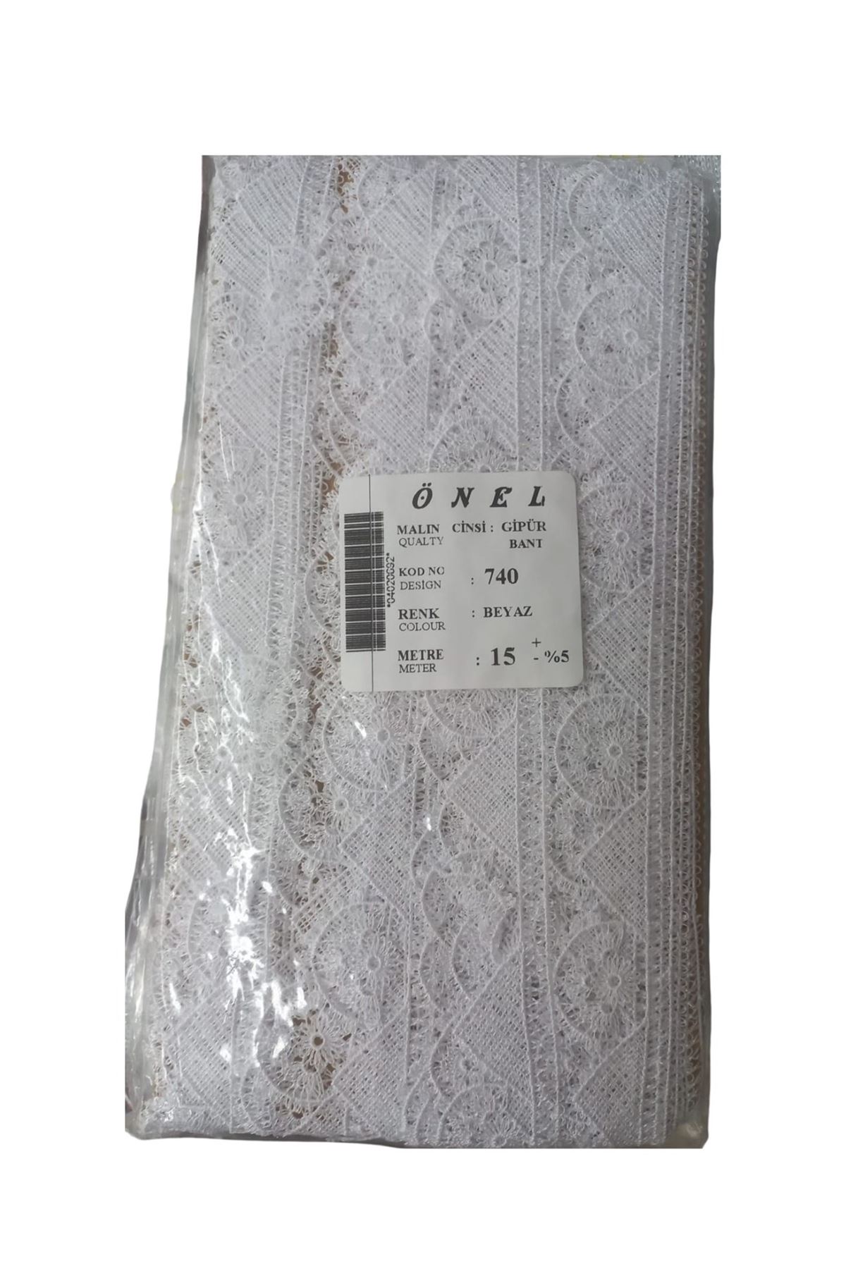 Dantel Polyester Güpür Bant Beyaz 15 Metre En 5 cm ON-740-B