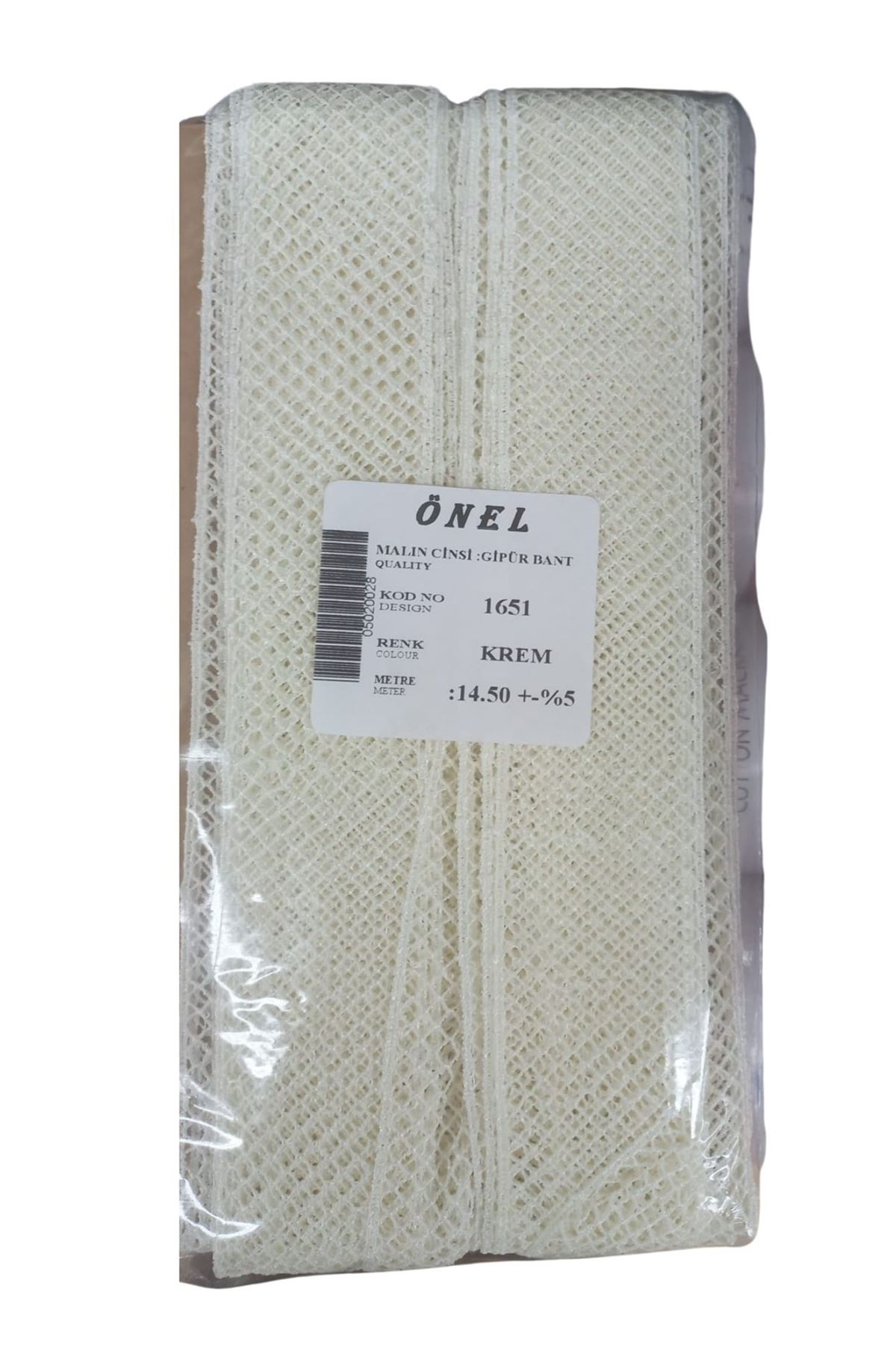 Dantel Polyester Güpür Bant Krem 14,50 Metre En 3 cm ON-1651-KR