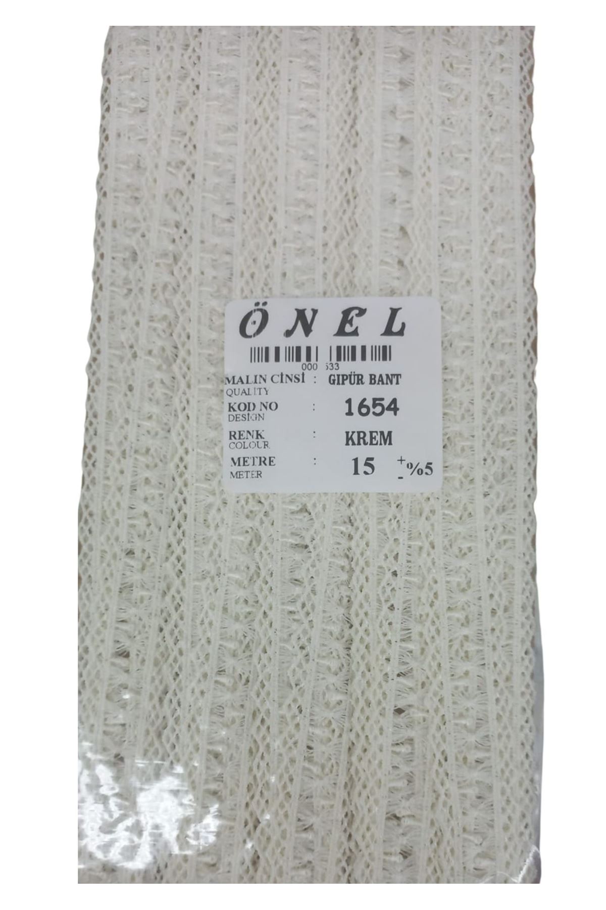 Dantel Polyester Güpür Bant Krem 15 Metre En 3 cm ON-1654-K