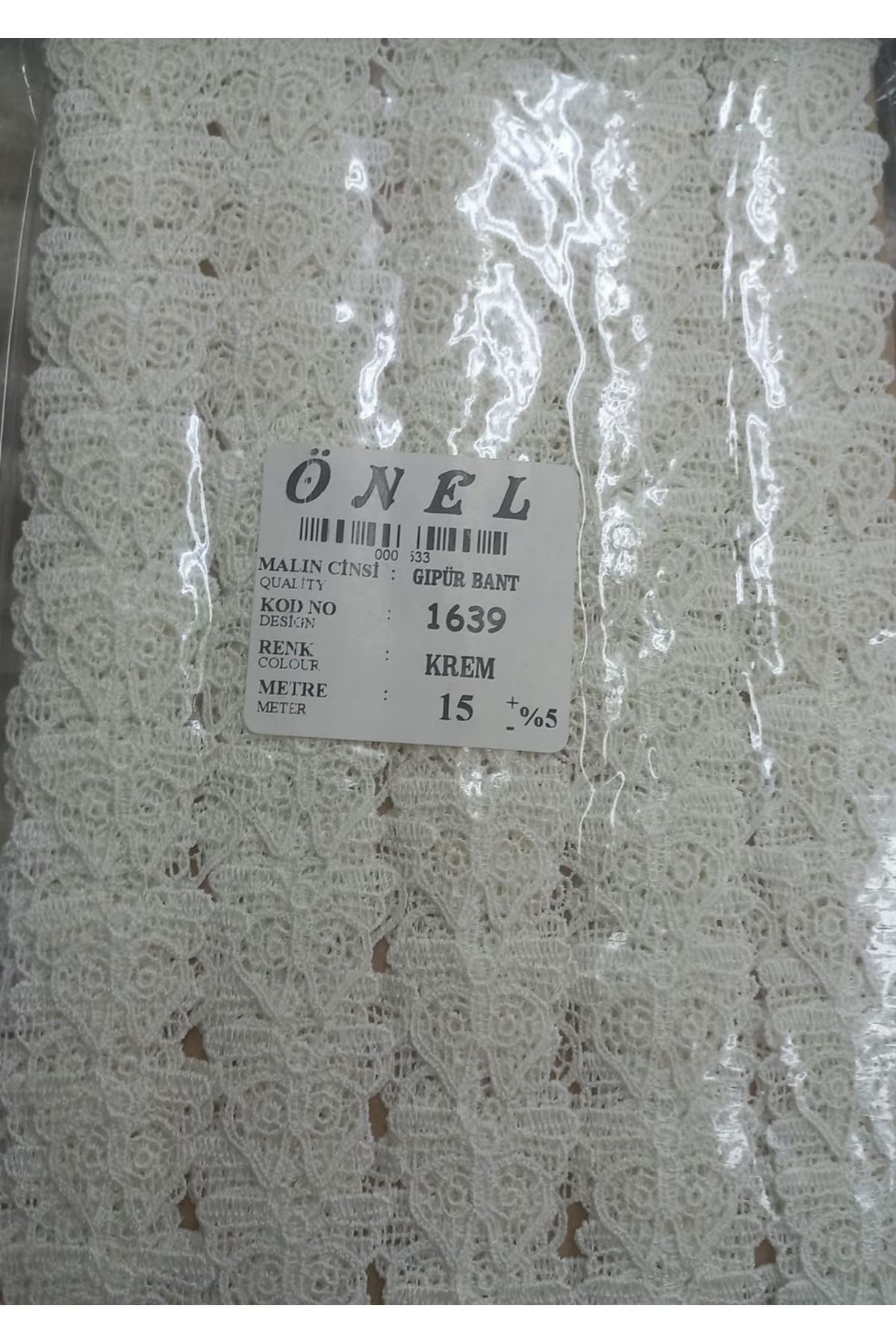 Dantel Polyester Güpür Bant Krem 15 Metre En 6 cm ON-1639-KR