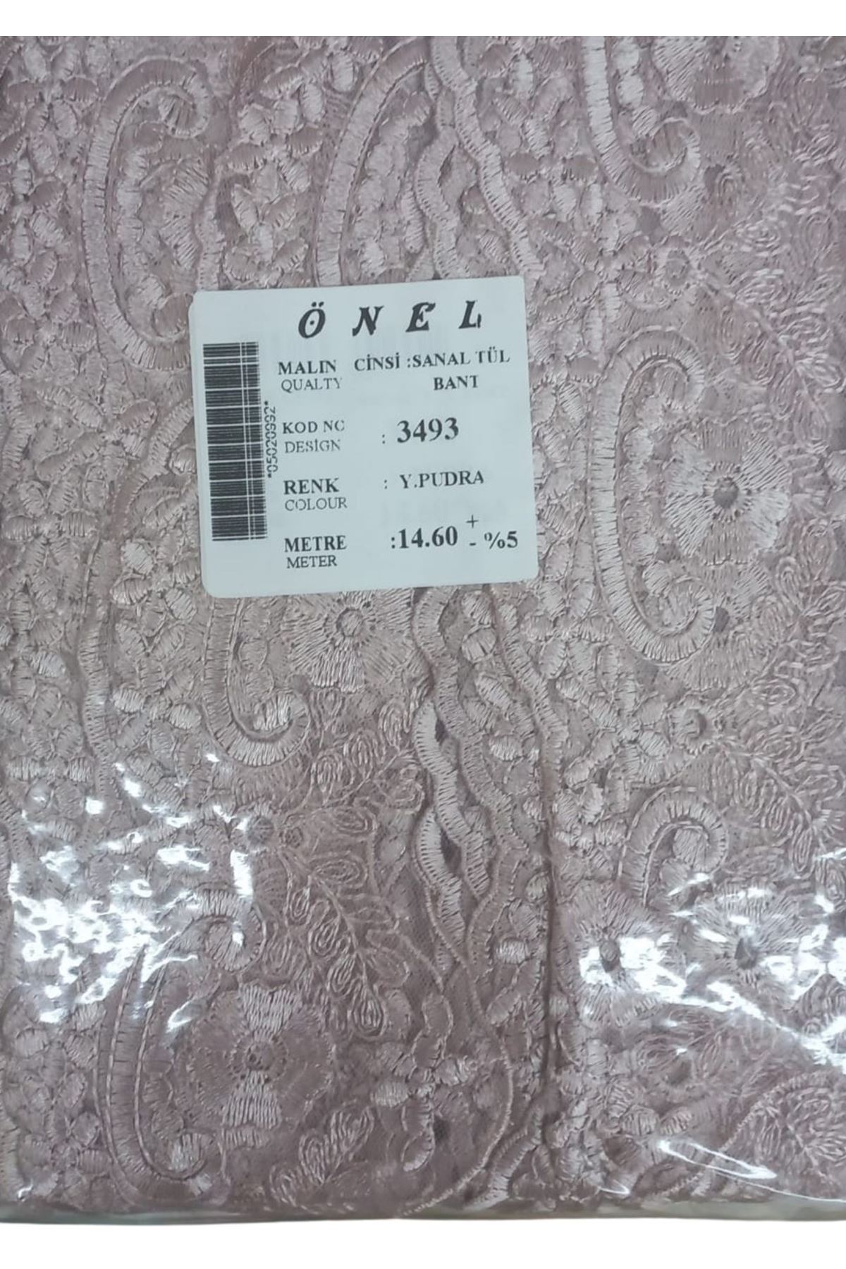 Dantel Polyester Sanal Tül Bant Y.Pudra 14,60 Metre En 6 cm ON-3493-PU