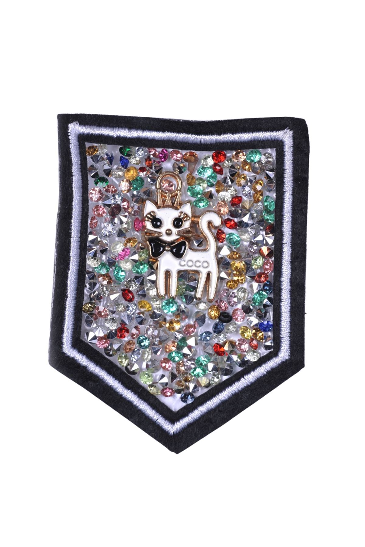 Aplike Ütü İle Yapışan Taşlı Kedi Arma 5 cm