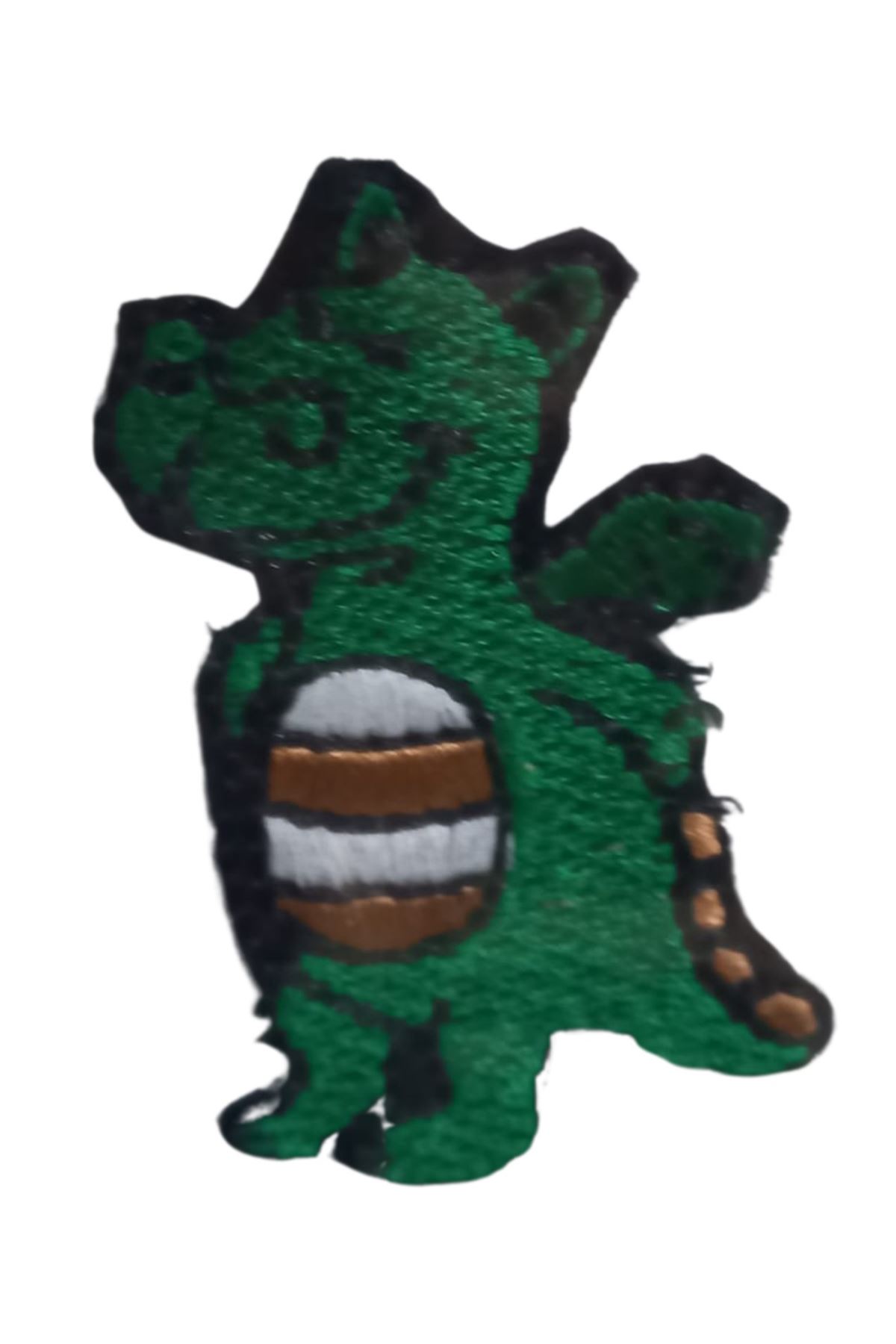 Aplike Ütü İle Yapışan Dinazor Yeşil Arma 2,5x4 cm