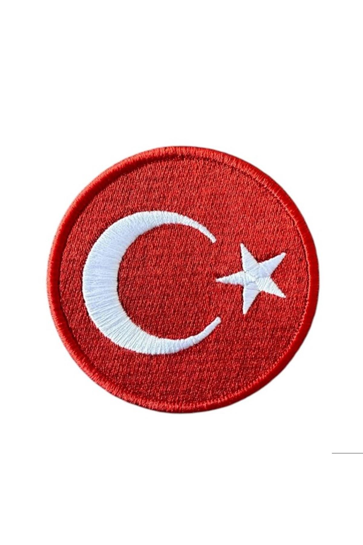 Aplike Ütü İle Yapışan Türk Bayrağı Yuvarlak Büyük Arma 5 cm