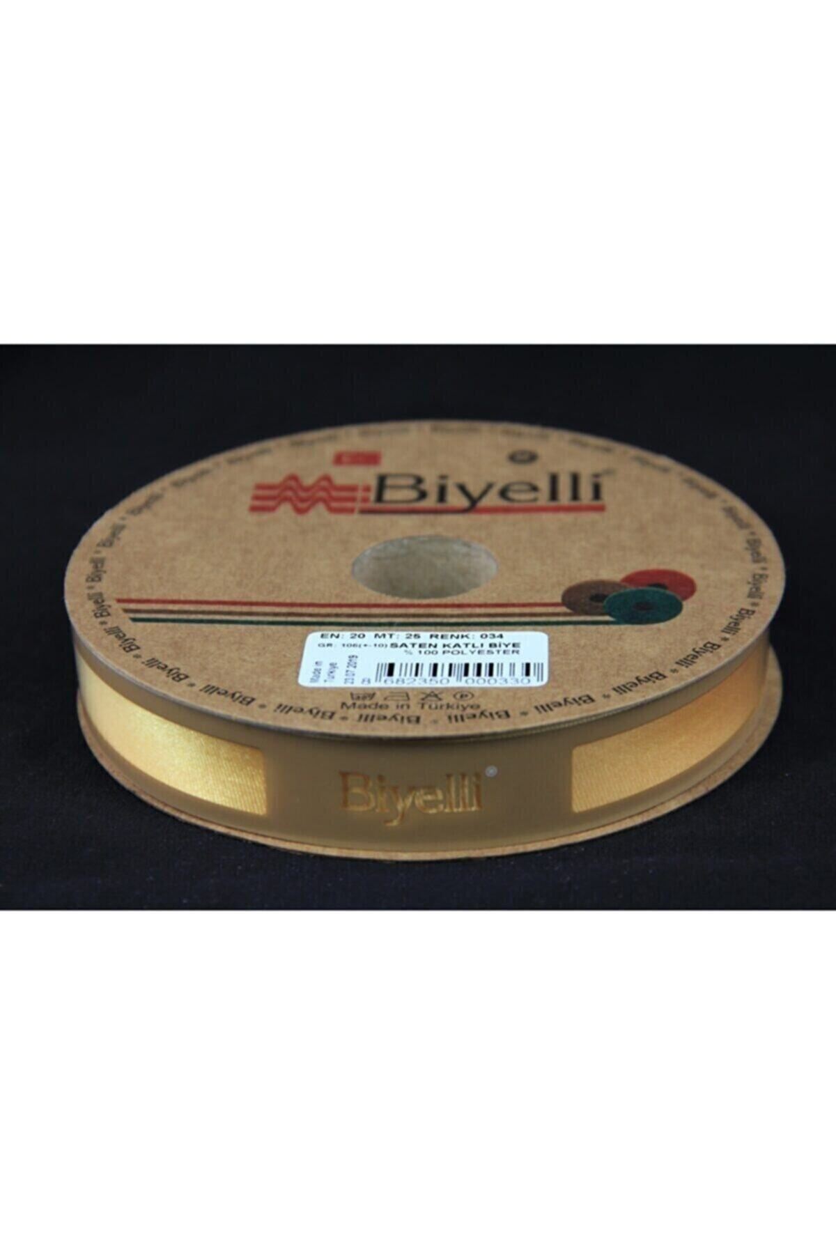 Biye Saten Katlı 034 Sarı 2 cm 25 Metre %100 Polyester