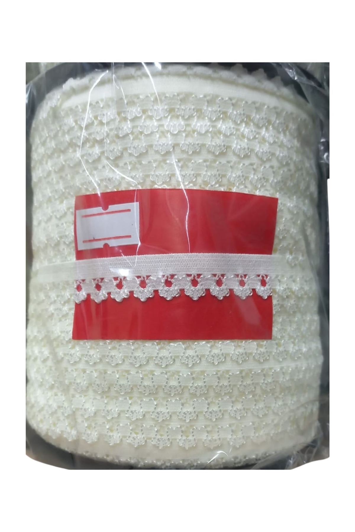 Çamaşır Lastiği Dantelli 1 cm 1 Metre Ekru