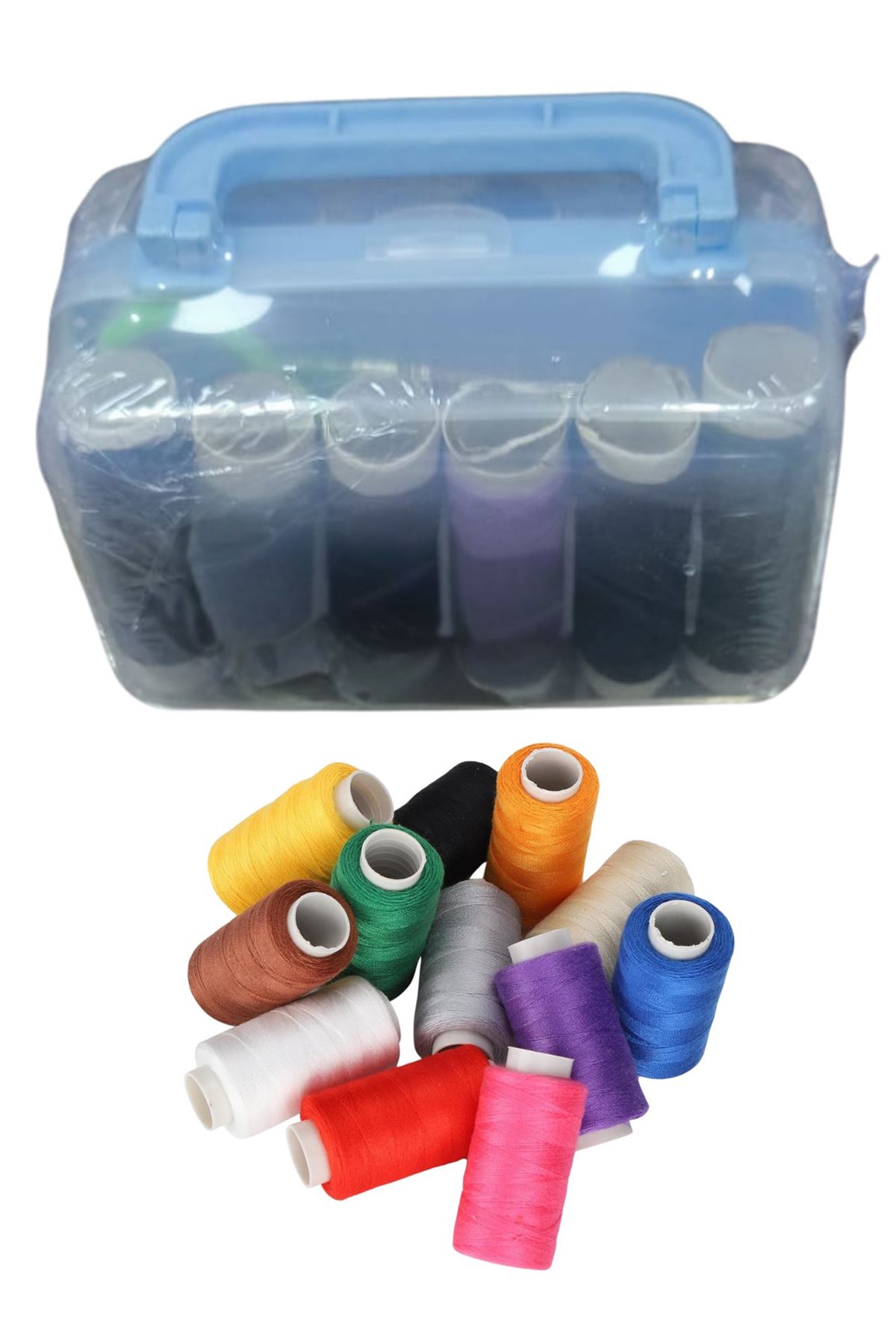İplik Set Kare Plastik Dikiş Seti (Renk Stok Durumuna Göre)