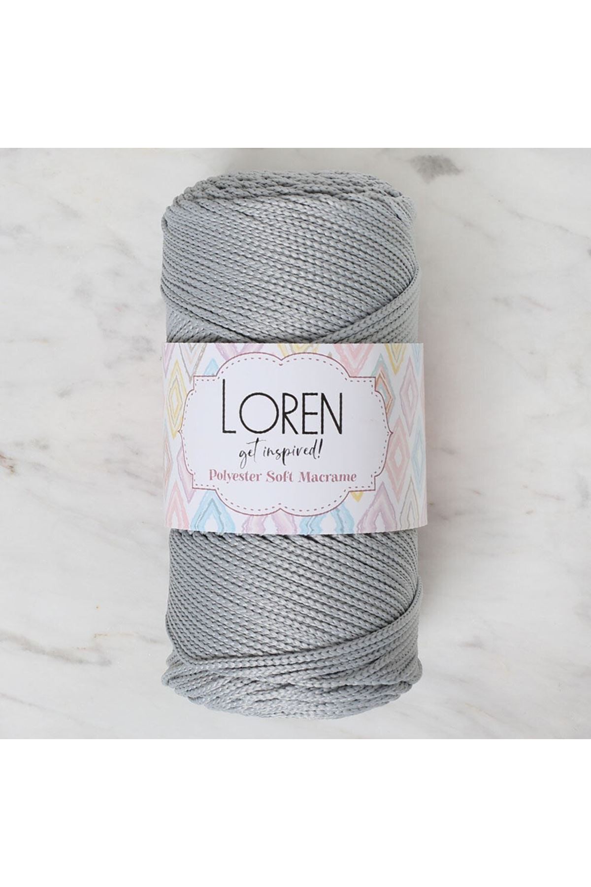Loren Polyester Soft Macrame Açık Gri El Örgü İpi - LM036 - 34441
