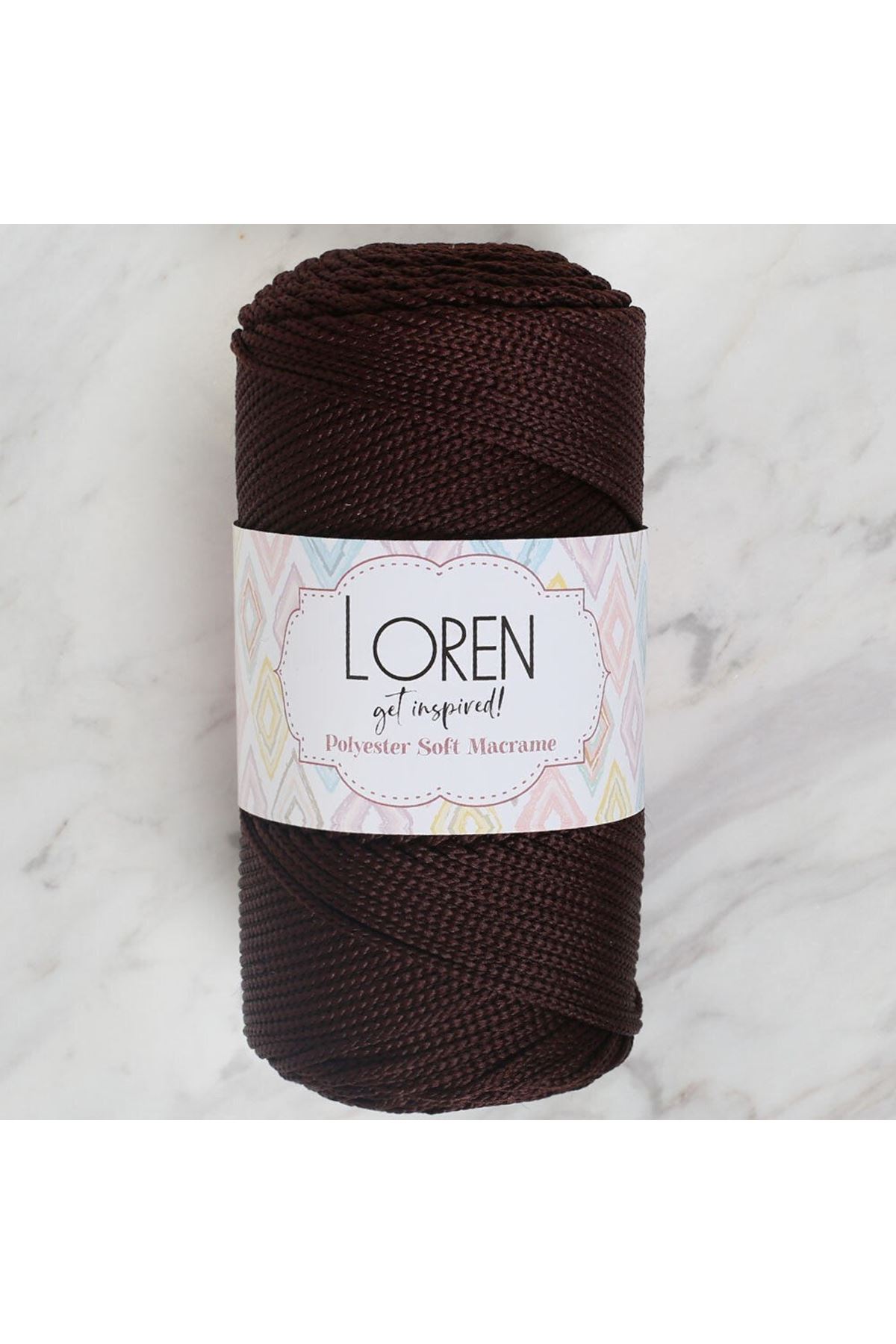 Loren Polyester Soft Macrame Koyu Kahverengi El Örgü İpi - LM034 - 34440