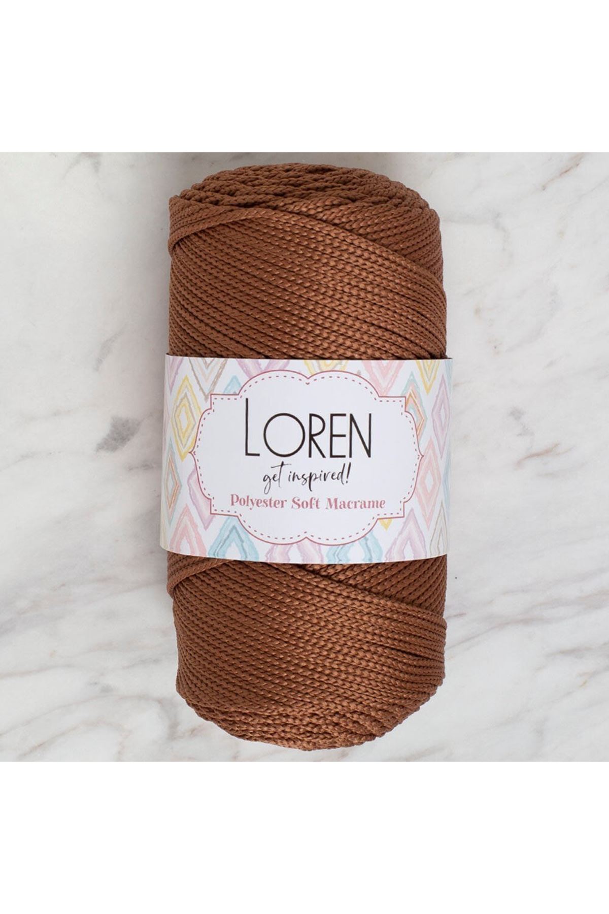 Loren Polyester Soft Macrame Kahverengi El Örgü İpi - LM033 - 34439