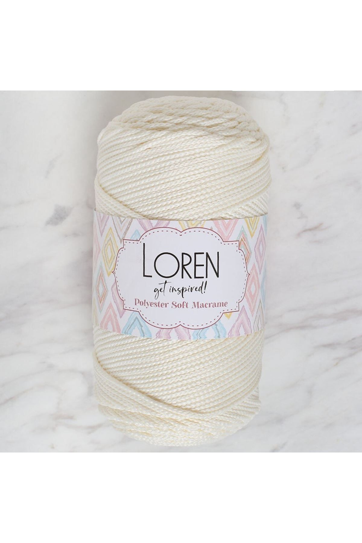 Loren Polyester Soft Macrame Krem El Örgü İpi - LM003 - 34427