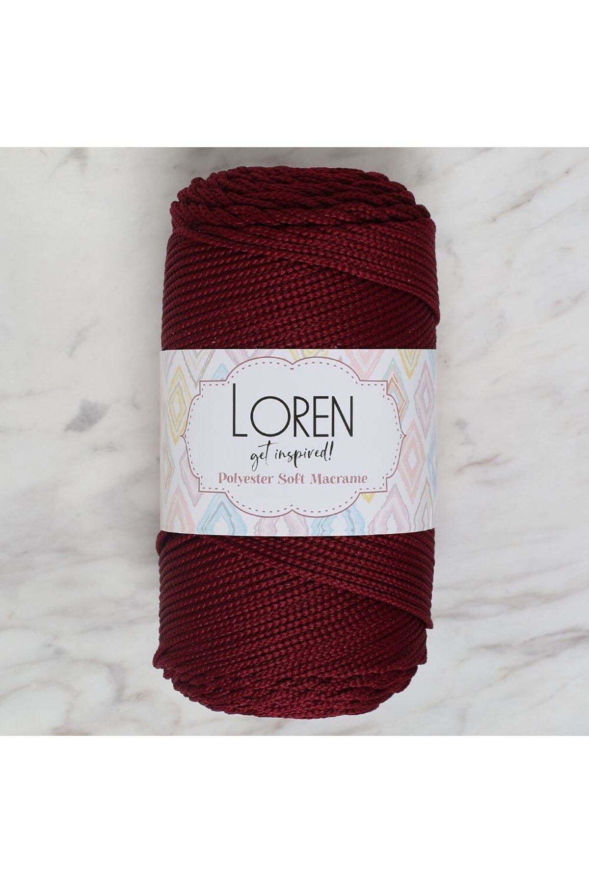 Loren Polyester Soft Macrame Bordo El Örgü İpi - LM039 - 34444