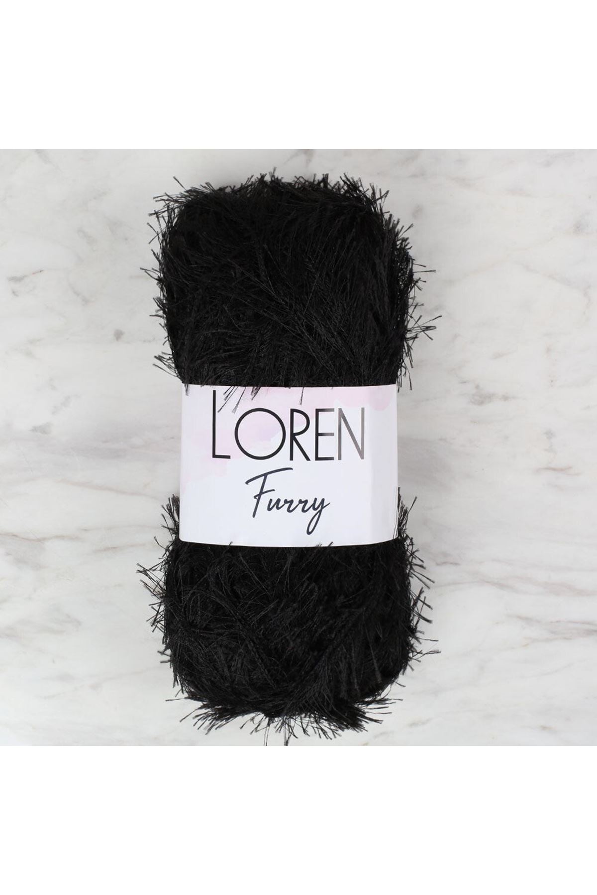 Loren Furry Siyah El Örgü İpi - RF1001 - 34066