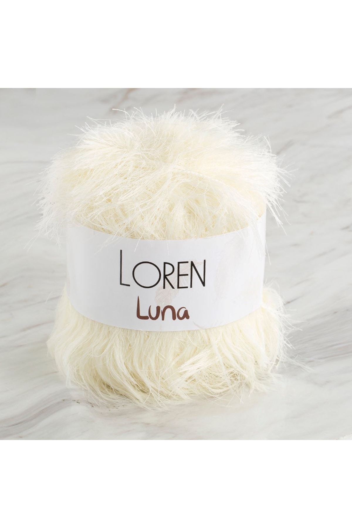 Loren Luna Tavşan Tüyü Krem El Örgü İpi - R083 - 34005