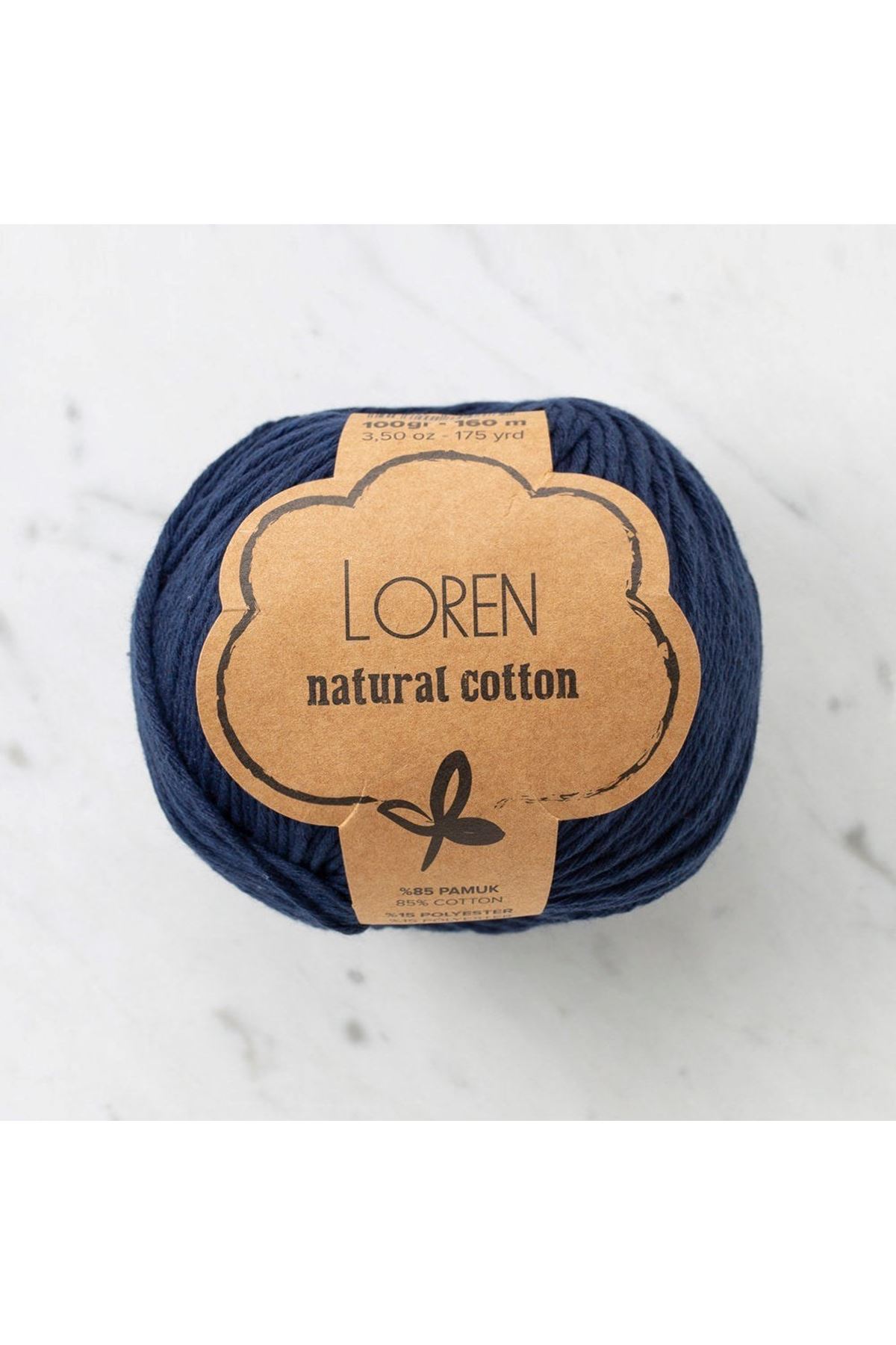 Loren Natural Cotton Lacivert El Örgü İpi - R005 - 33900