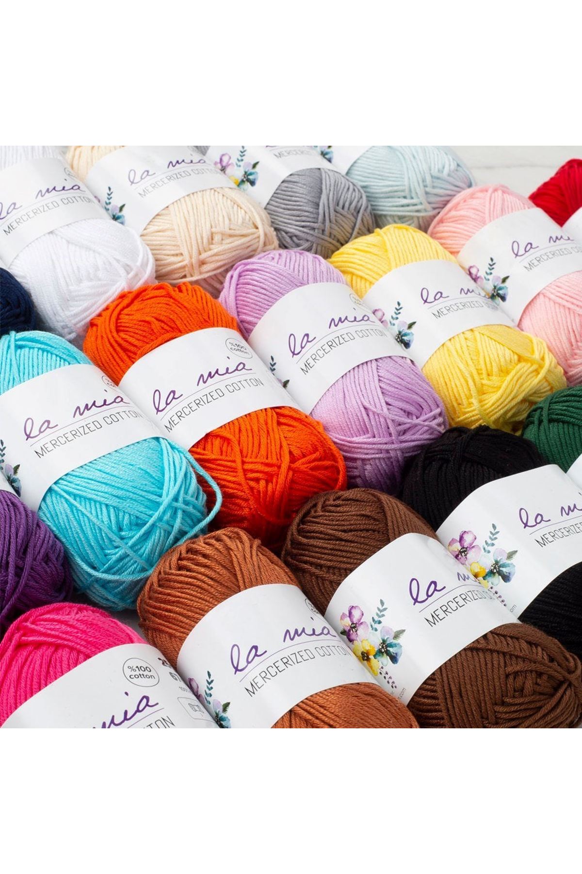 La Mia Mini Mercerized Cotton 20li Paket Renkli El Örgü İpi - 33825