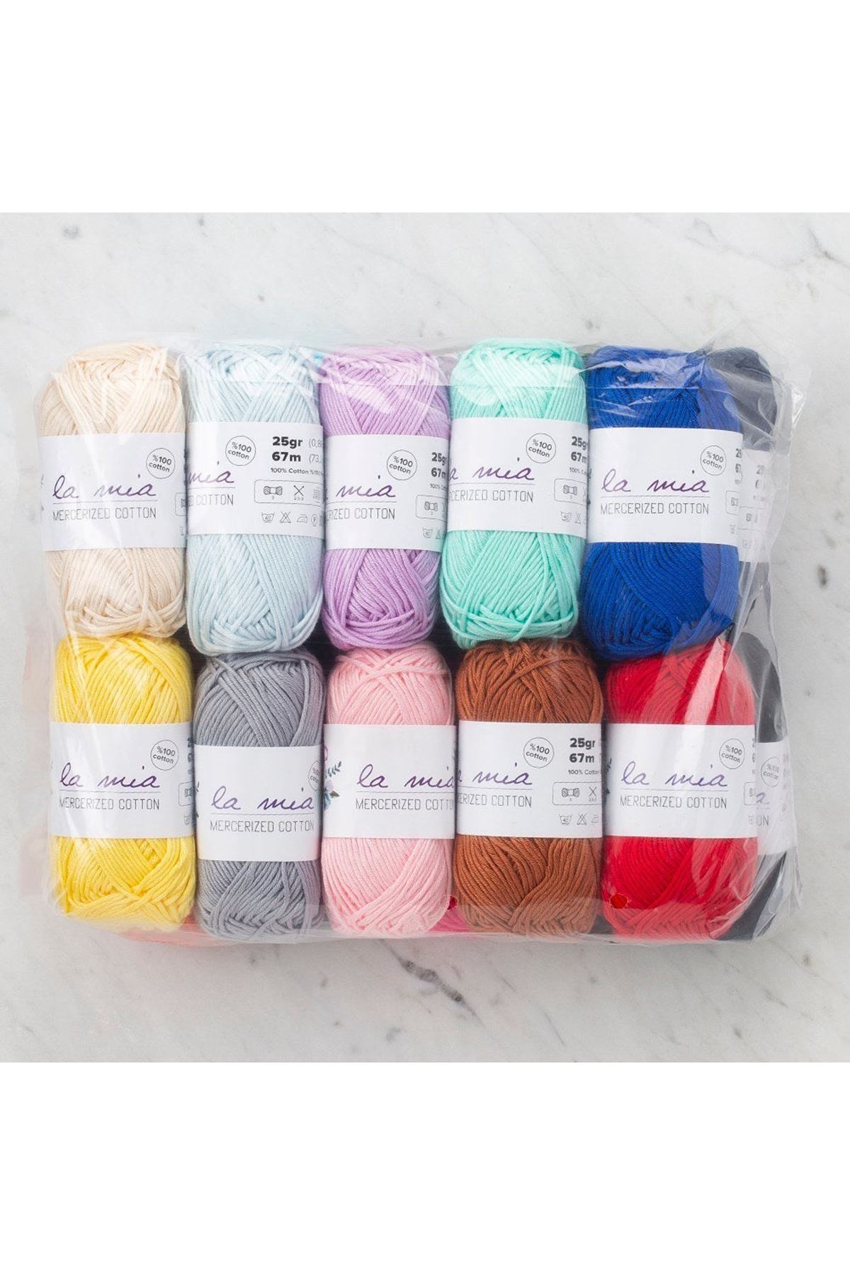 La Mia Mini Mercerized Cotton 20li Paket Renkli El Örgü İpi - 33825