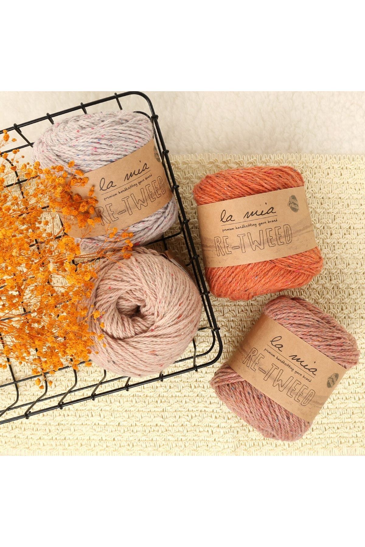 La Mia Re-Tweed Krem Melanj El Örgü İpi - L155