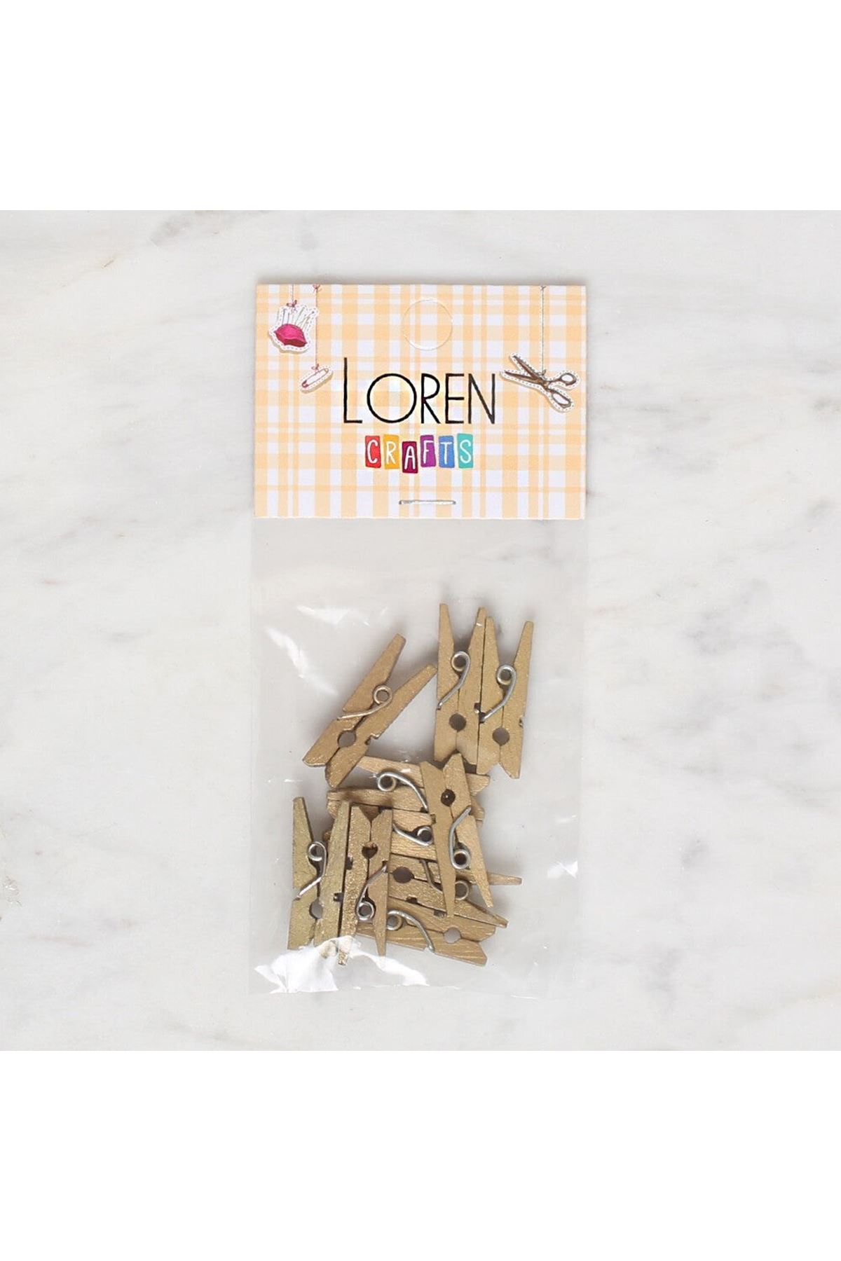 LOREN CRAFTS 10 LU ALTIN RENK MİNİ MANDAL