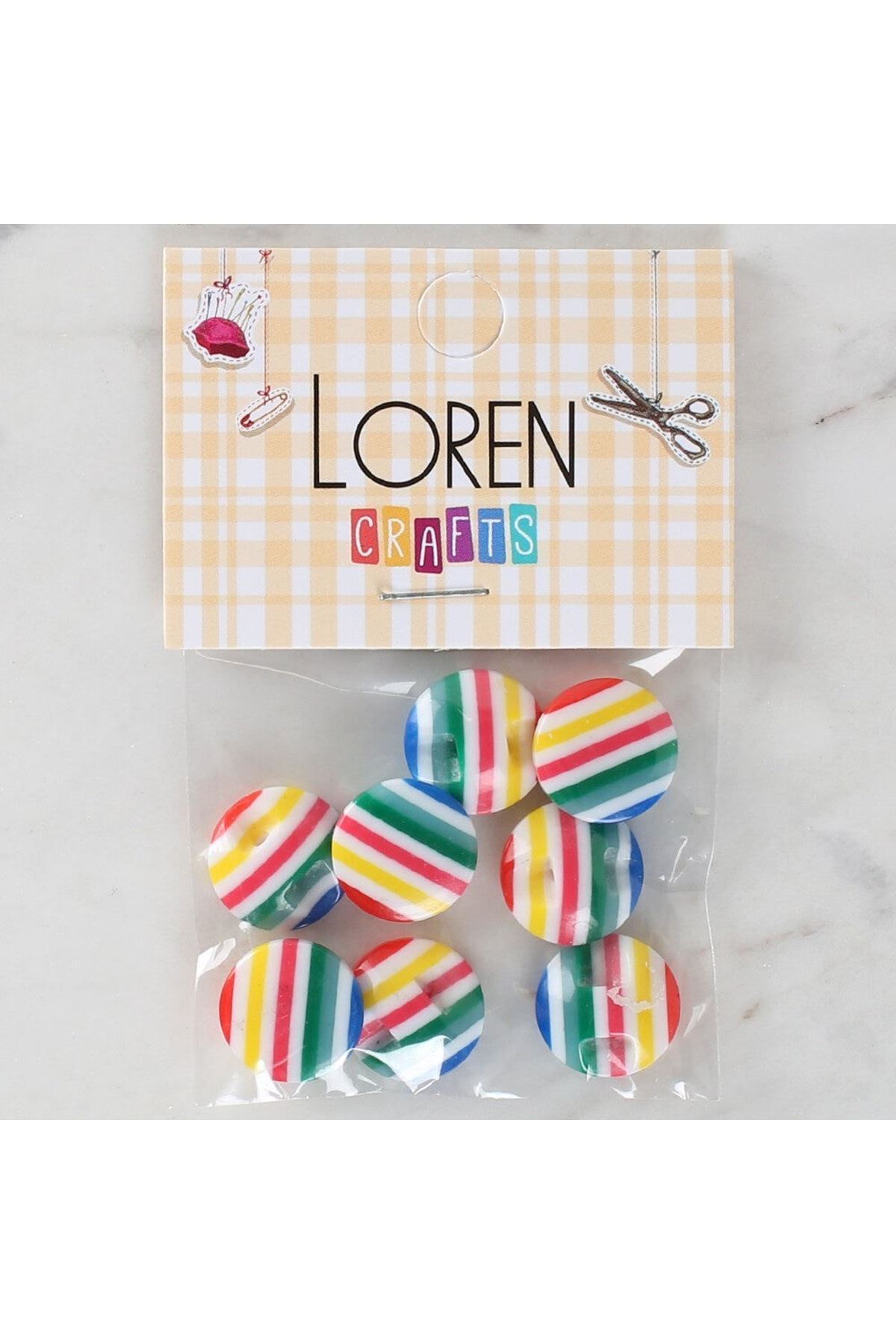 Loren Crafts 8'li Desenli Düğme - 1097