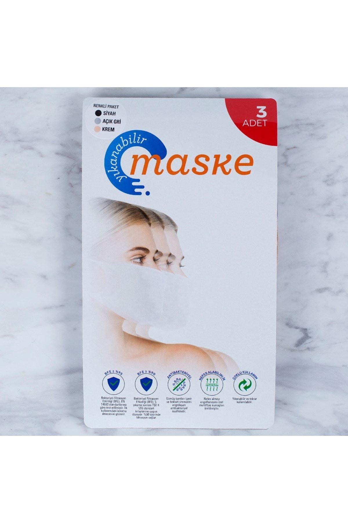 Loren 3 Adet Yıkanabilir Maske