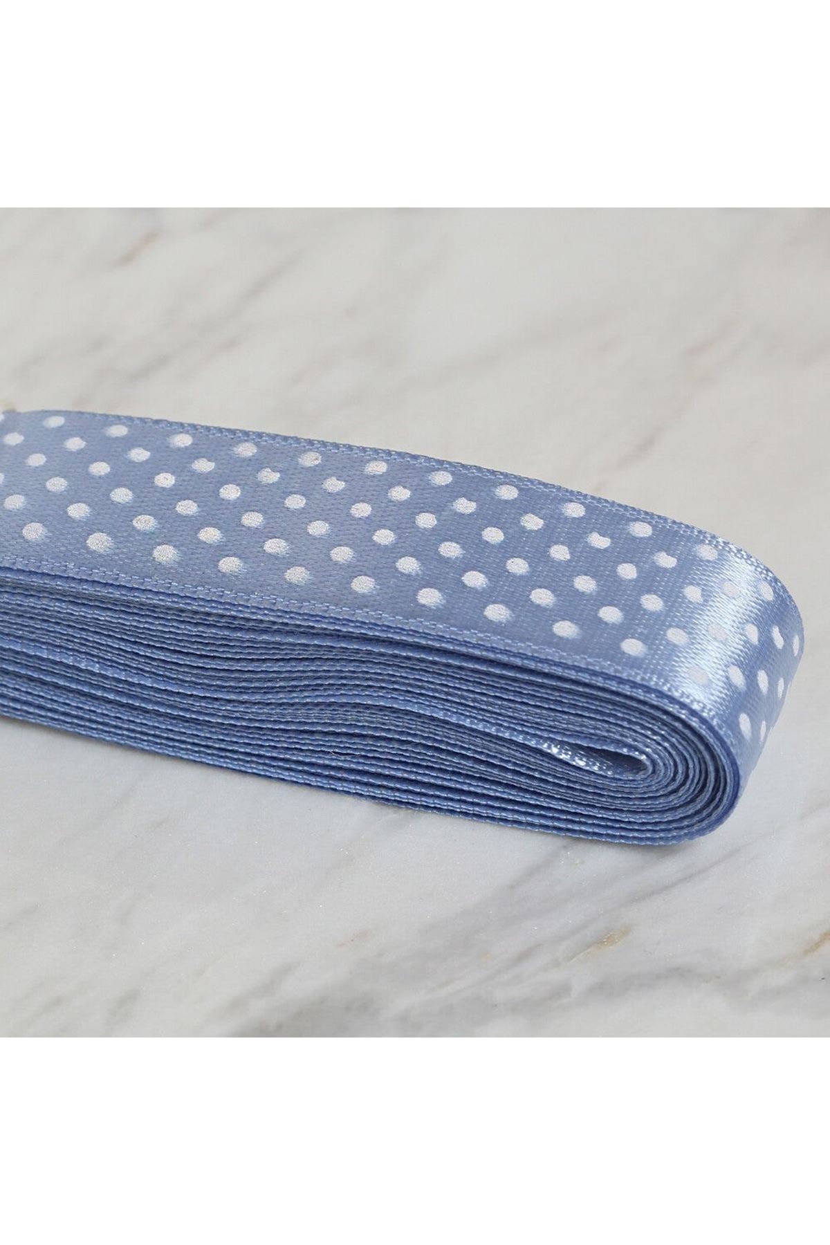 Loren Crafts 2cm 10 mt Mavi Saten Puantiyeli Kurde